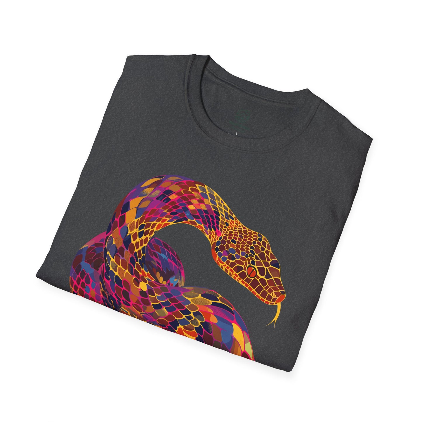 Serpentine Spectrum Tee - Vivid Rainbow Snake T-Shirt - Unisex Softstyle T-Shirt