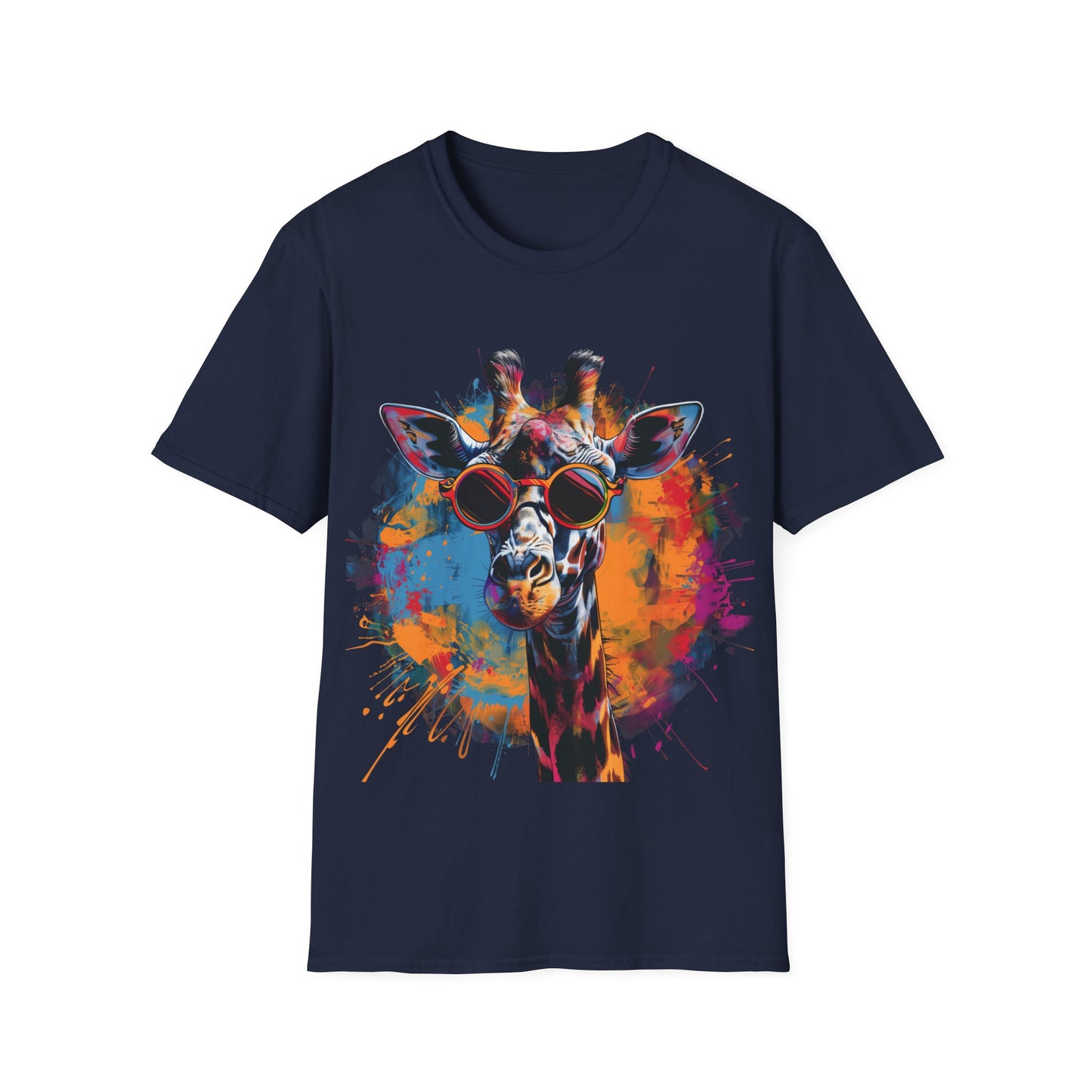 Funky Giraffe Splash - Vibrant Pop Art Giraffe T-Shirt - Unisex Softstyle T-Shirt
