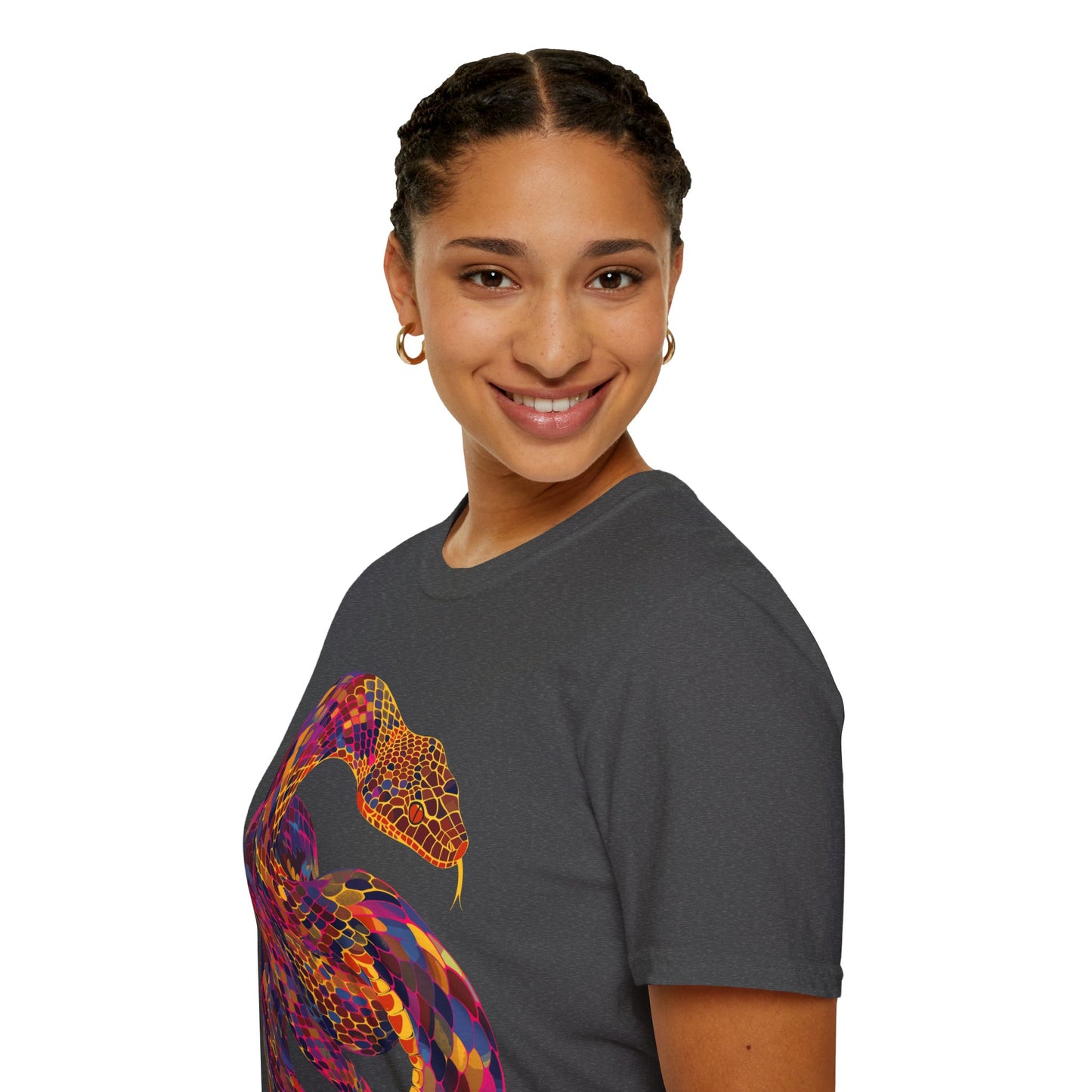 Serpentine Spectrum Tee - Vivid Rainbow Snake T-Shirt - Unisex Softstyle T-Shirt