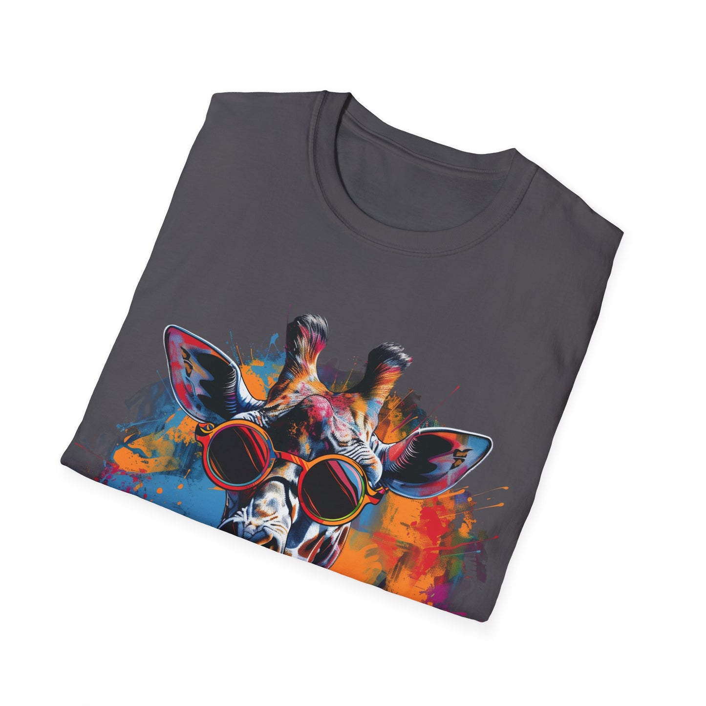 Funky Giraffe Splash - Vibrant Pop Art Giraffe T-Shirt - Unisex Softstyle T-Shirt
