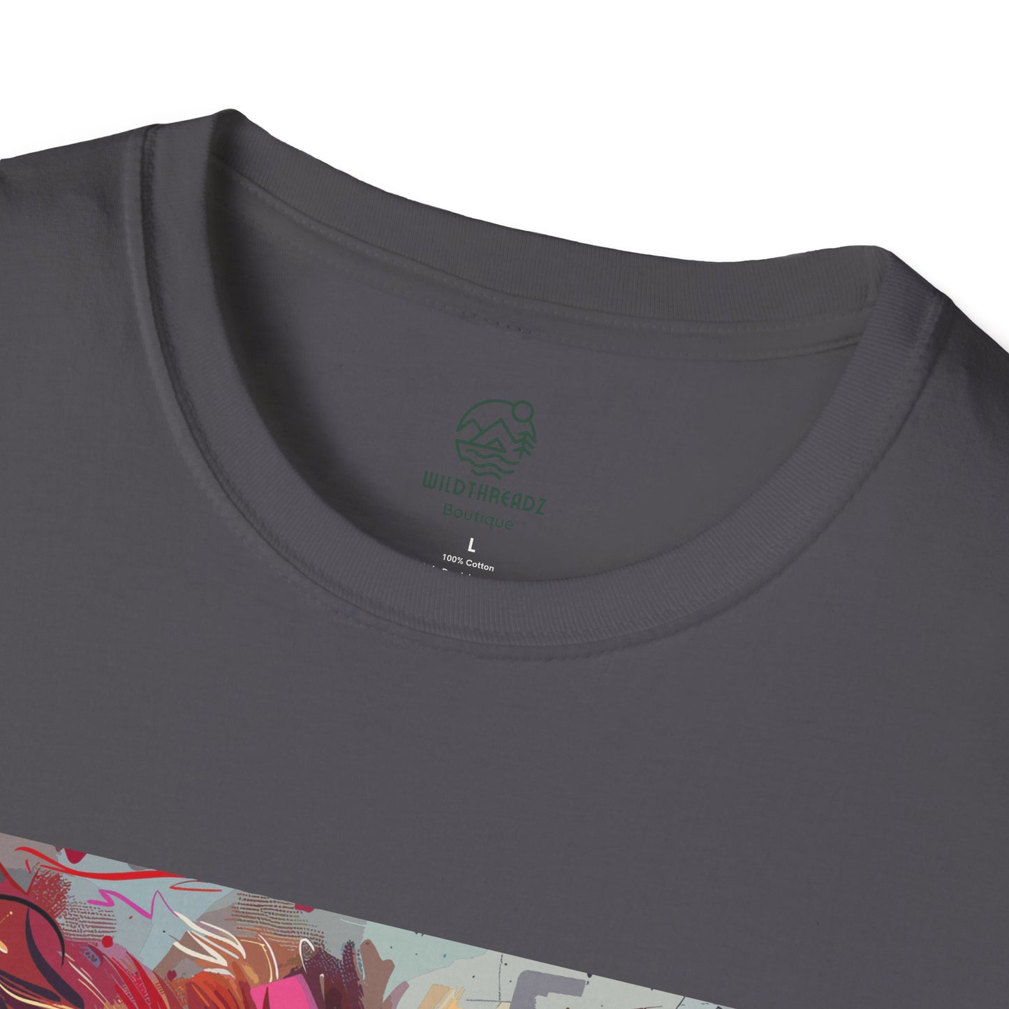 King's Aura Abstract Lion Tee - Vibrant Graffiti Lion Portrait T-Shirt - Unisex Softstyle T-Shirt