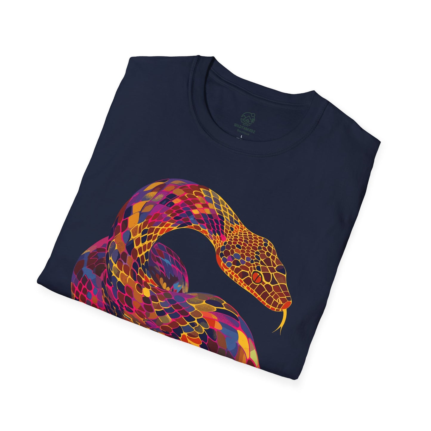 Serpentine Spectrum Tee - Vivid Rainbow Snake T-Shirt - Unisex Softstyle T-Shirt