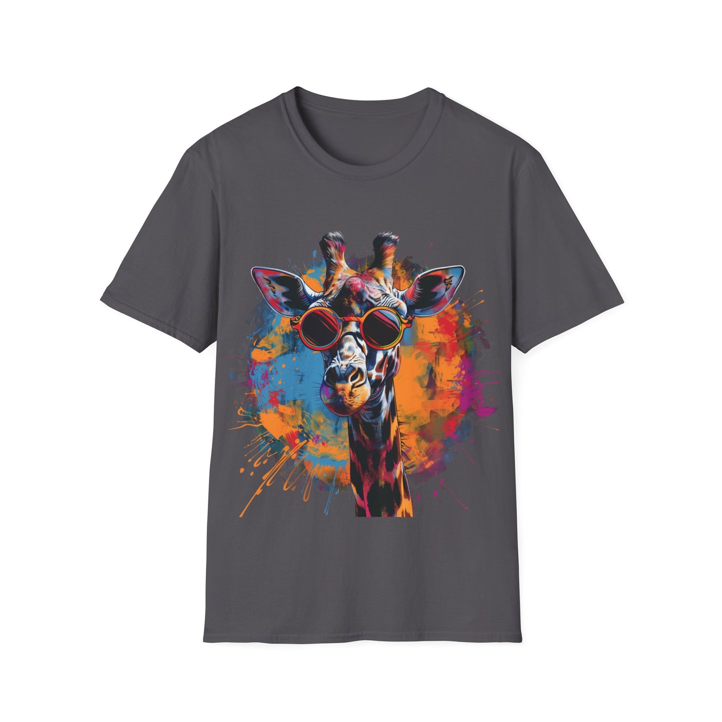 Funky Giraffe Splash - Vibrant Pop Art Giraffe T-Shirt - Unisex Softstyle T-Shirt