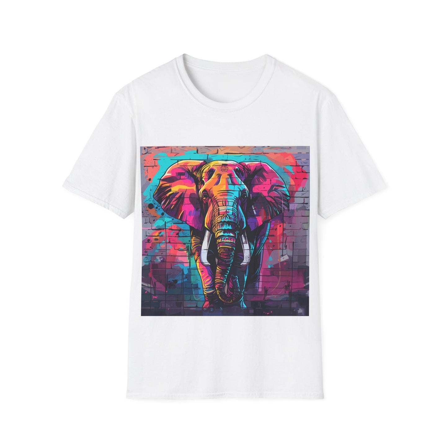 Urban Safari Elephant Tee - Cosmic Graffiti Elephant T-Shirt - Unisex Softstyle T-Shirt