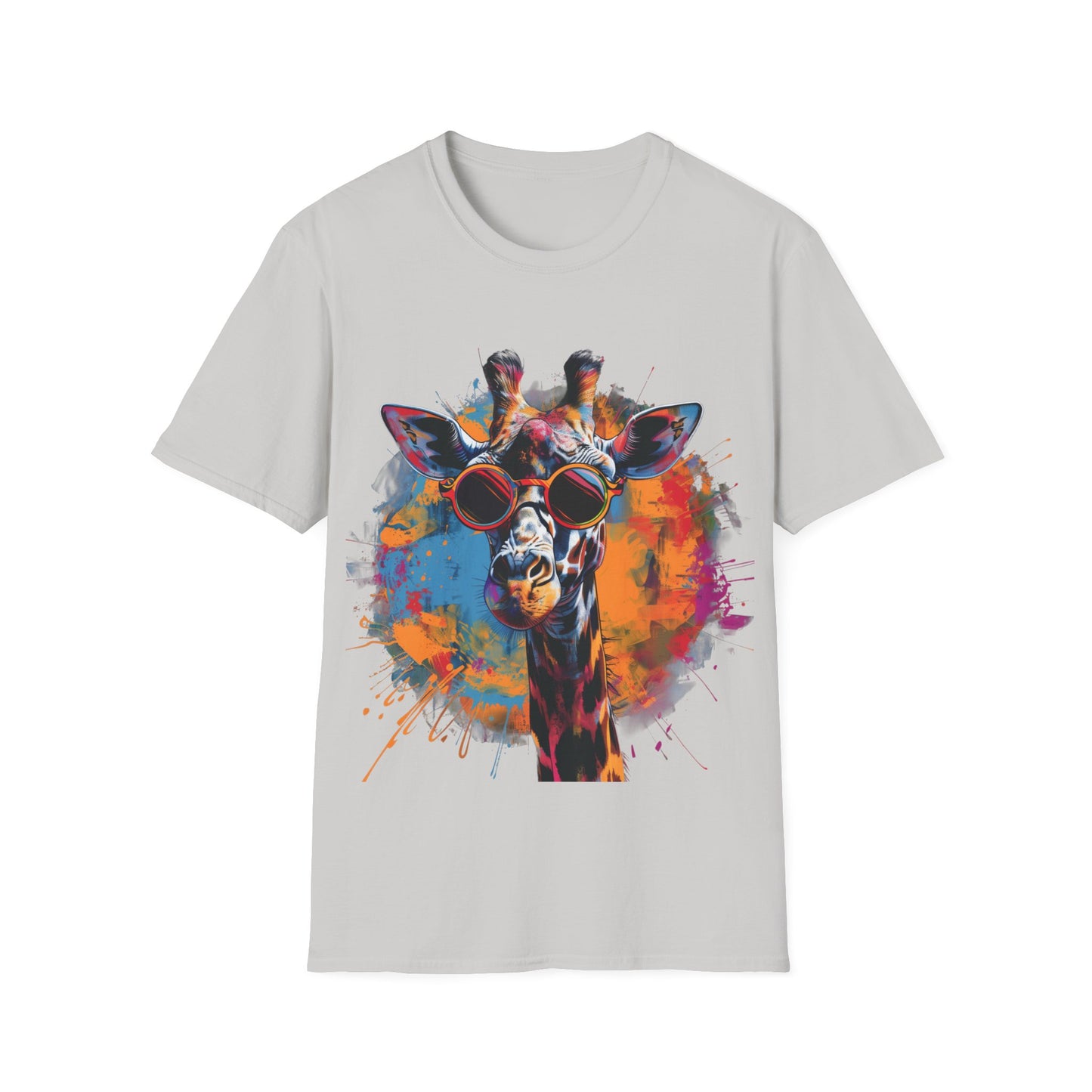 Funky Giraffe Splash - Vibrant Pop Art Giraffe T-Shirt - Unisex Softstyle T-Shirt