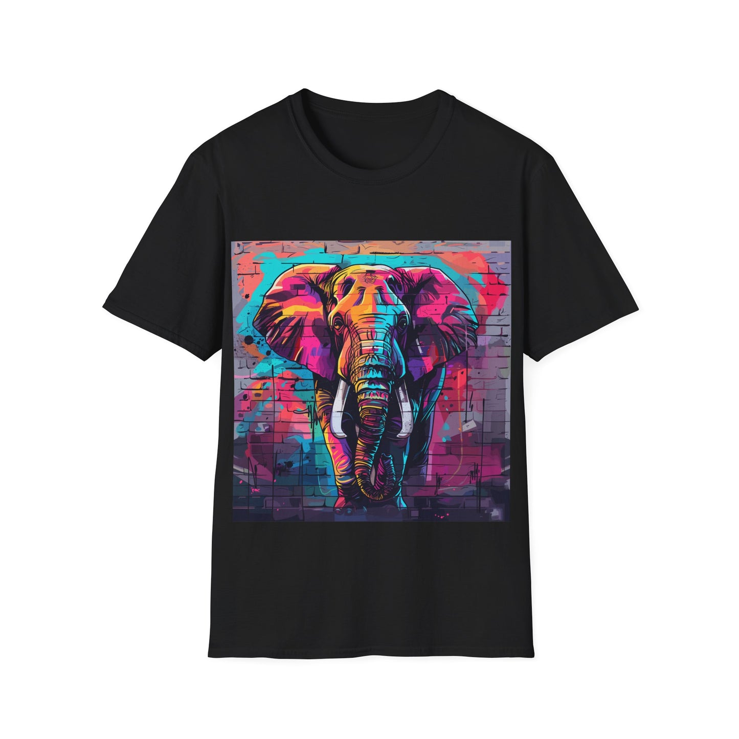 Urban Safari Elephant Tee - Cosmic Graffiti Elephant T-Shirt - Unisex Softstyle T-Shirt