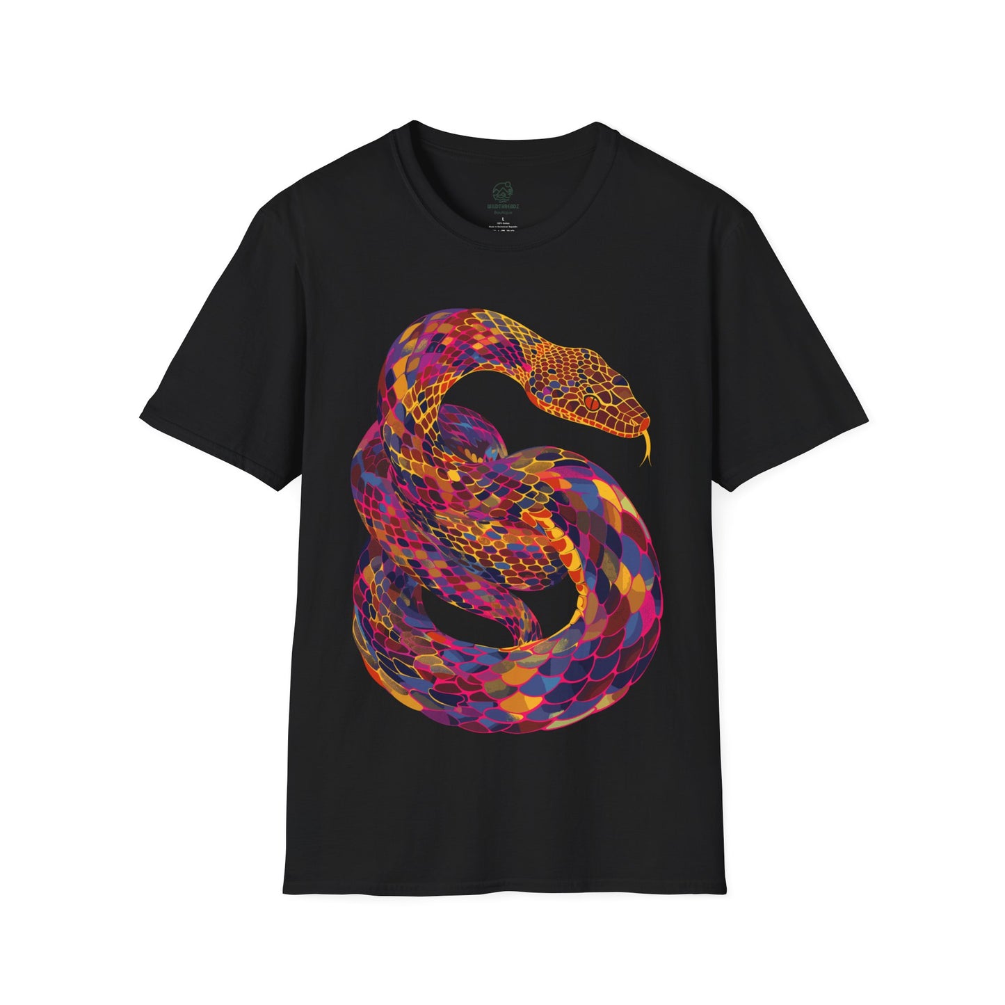 Serpentine Spectrum Tee - Vivid Rainbow Snake T-Shirt - Unisex Softstyle T-Shirt