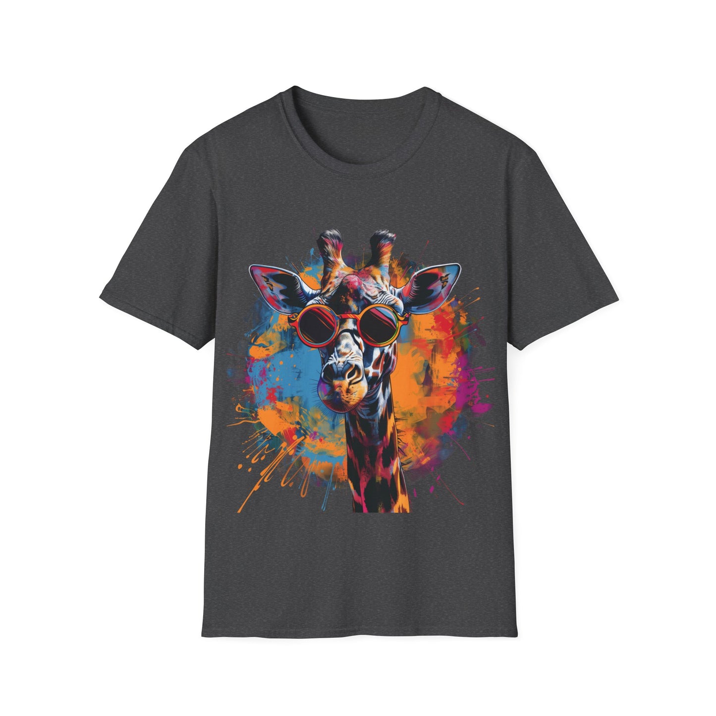 Funky Giraffe Splash - Vibrant Pop Art Giraffe T-Shirt - Unisex Softstyle T-Shirt