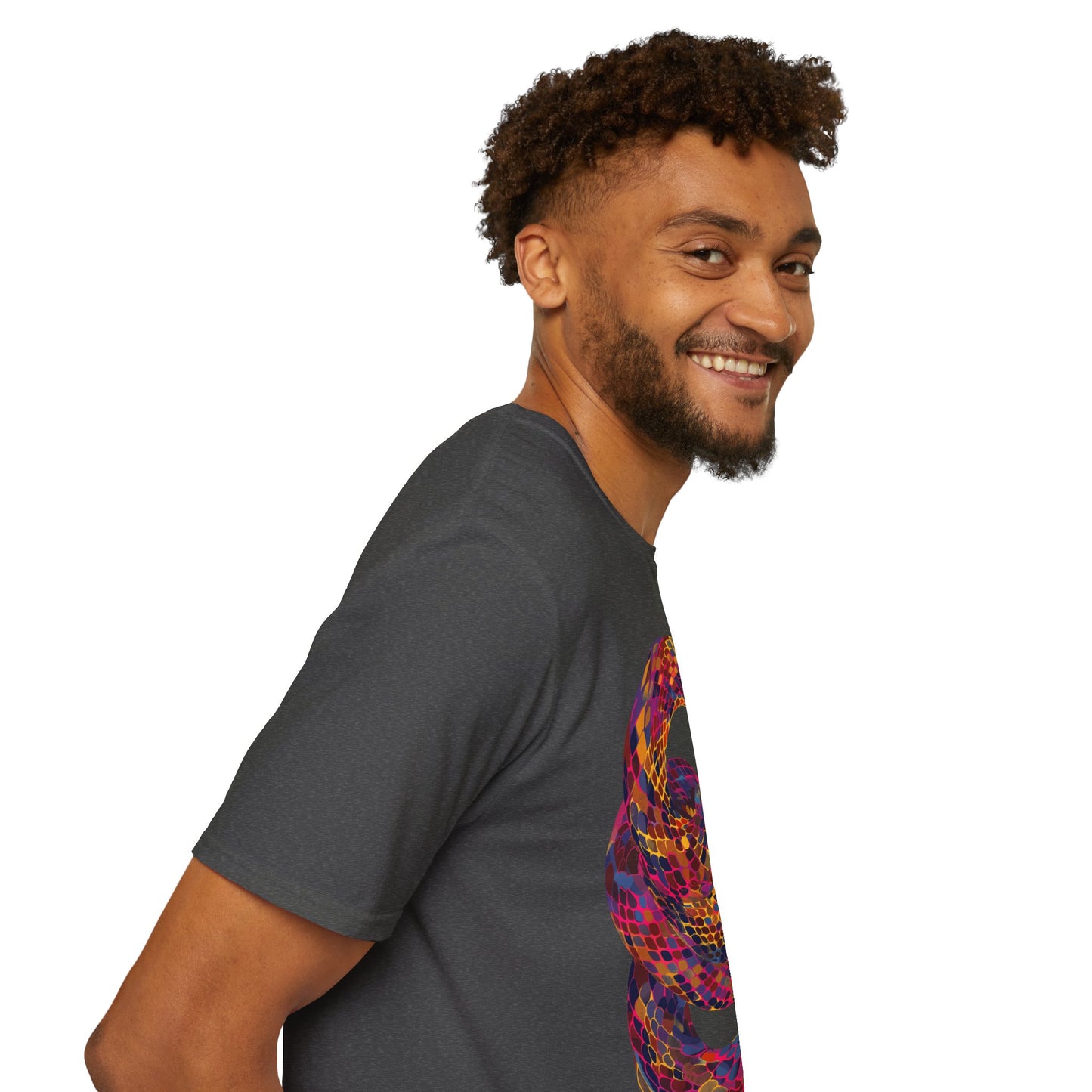 Serpentine Spectrum Tee - Vivid Rainbow Snake T-Shirt - Unisex Softstyle T-Shirt