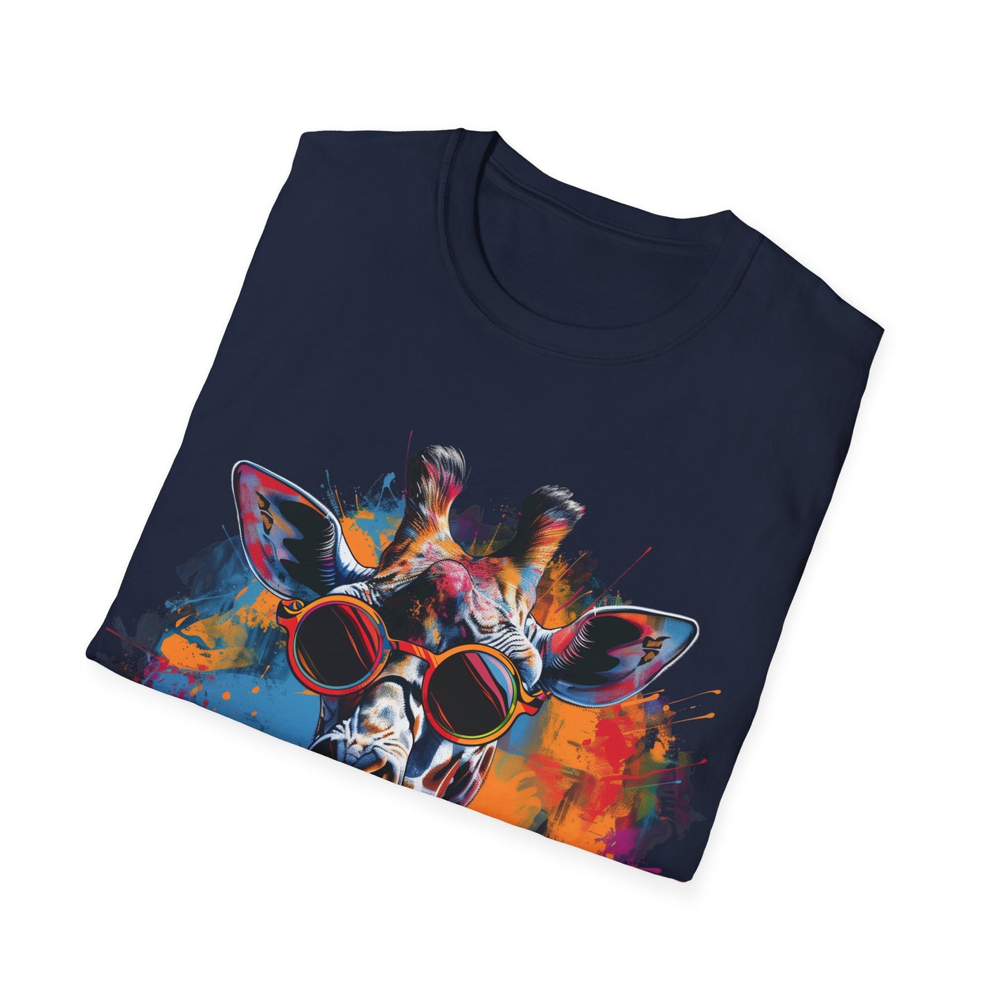 Funky Giraffe Splash - Vibrant Pop Art Giraffe T-Shirt - Unisex Softstyle T-Shirt