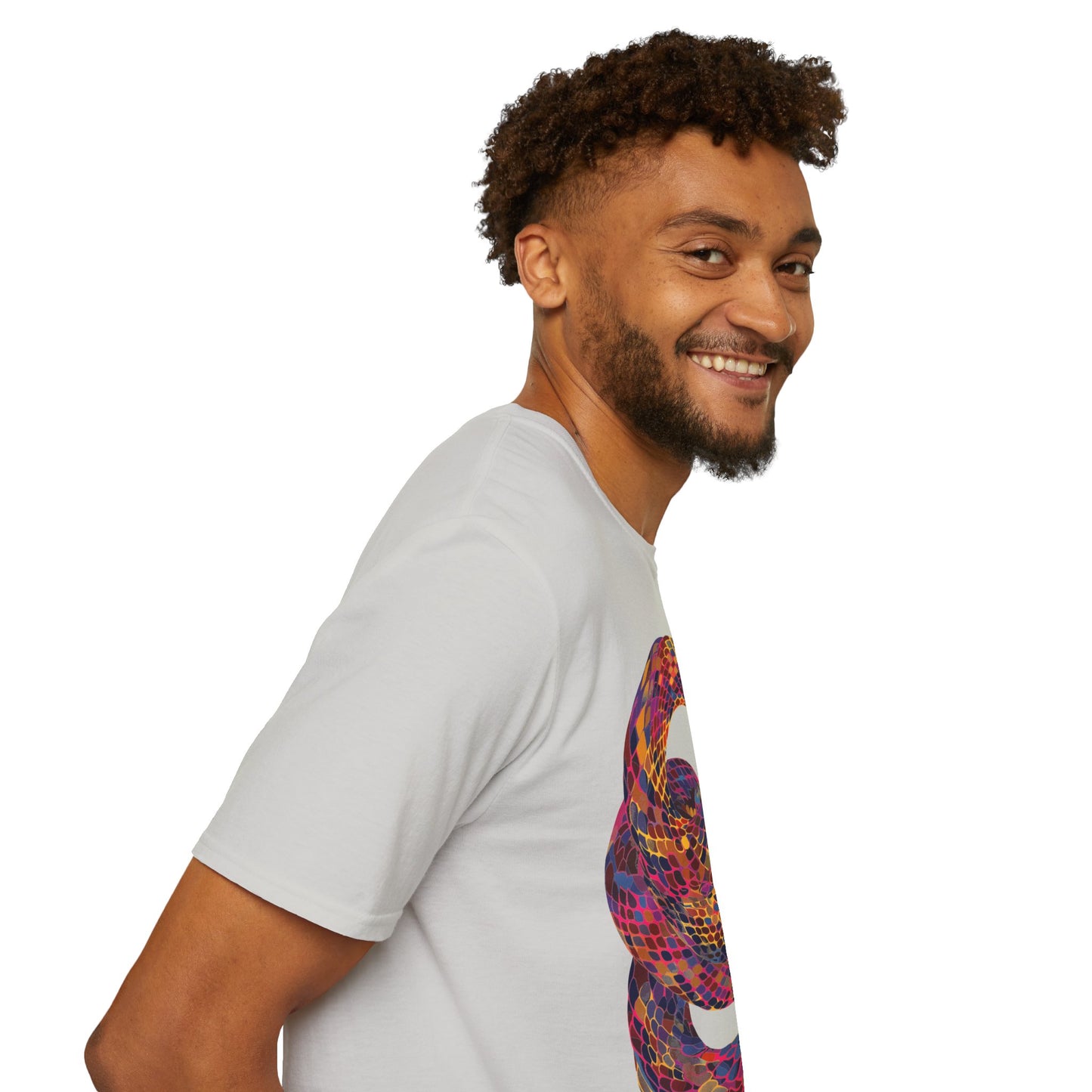 Serpentine Spectrum Tee - Vivid Rainbow Snake T-Shirt - Unisex Softstyle T-Shirt