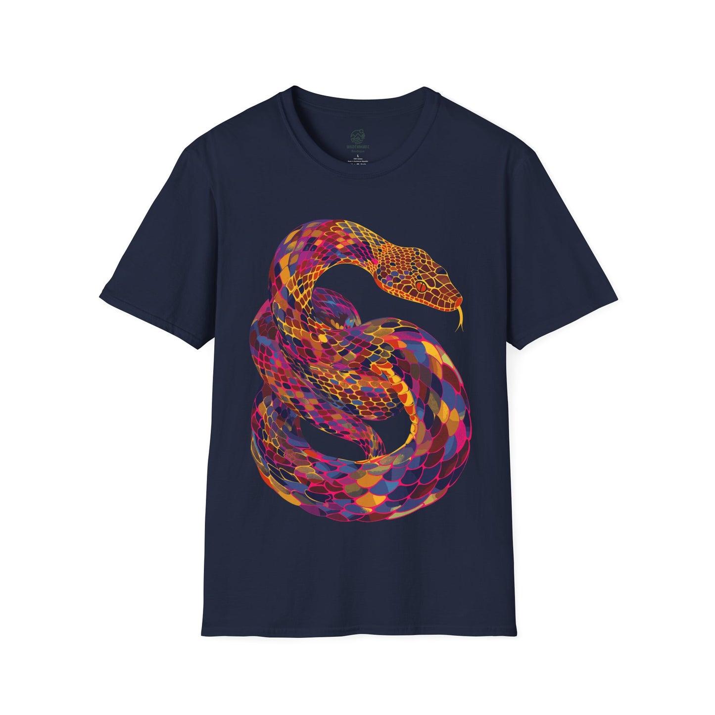 Serpentine Spectrum Tee - Vivid Rainbow Snake T-Shirt - Unisex Softstyle T-Shirt