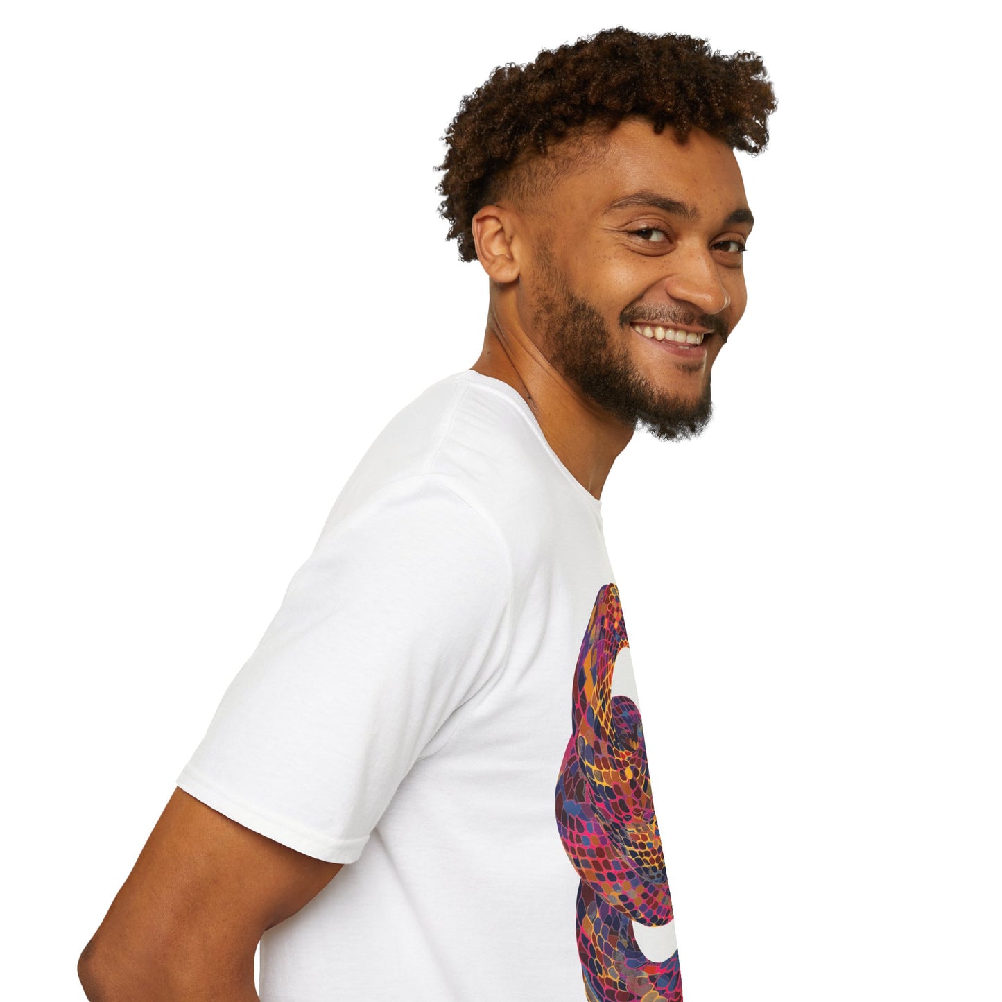 Serpentine Spectrum Tee - Vivid Rainbow Snake T-Shirt - Unisex Softstyle T-Shirt