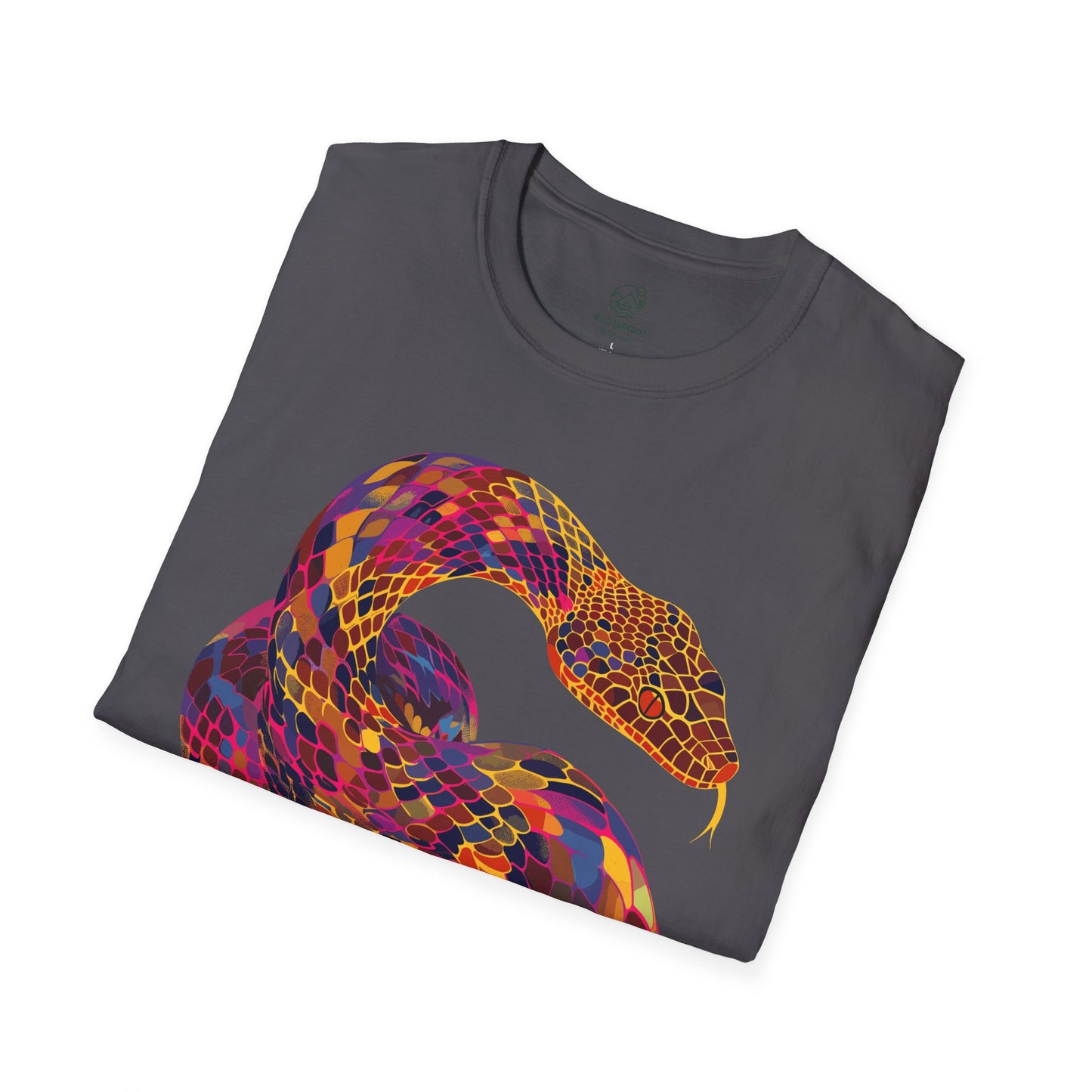 Serpentine Spectrum Tee - Vivid Rainbow Snake T-Shirt - Unisex Softstyle T-Shirt