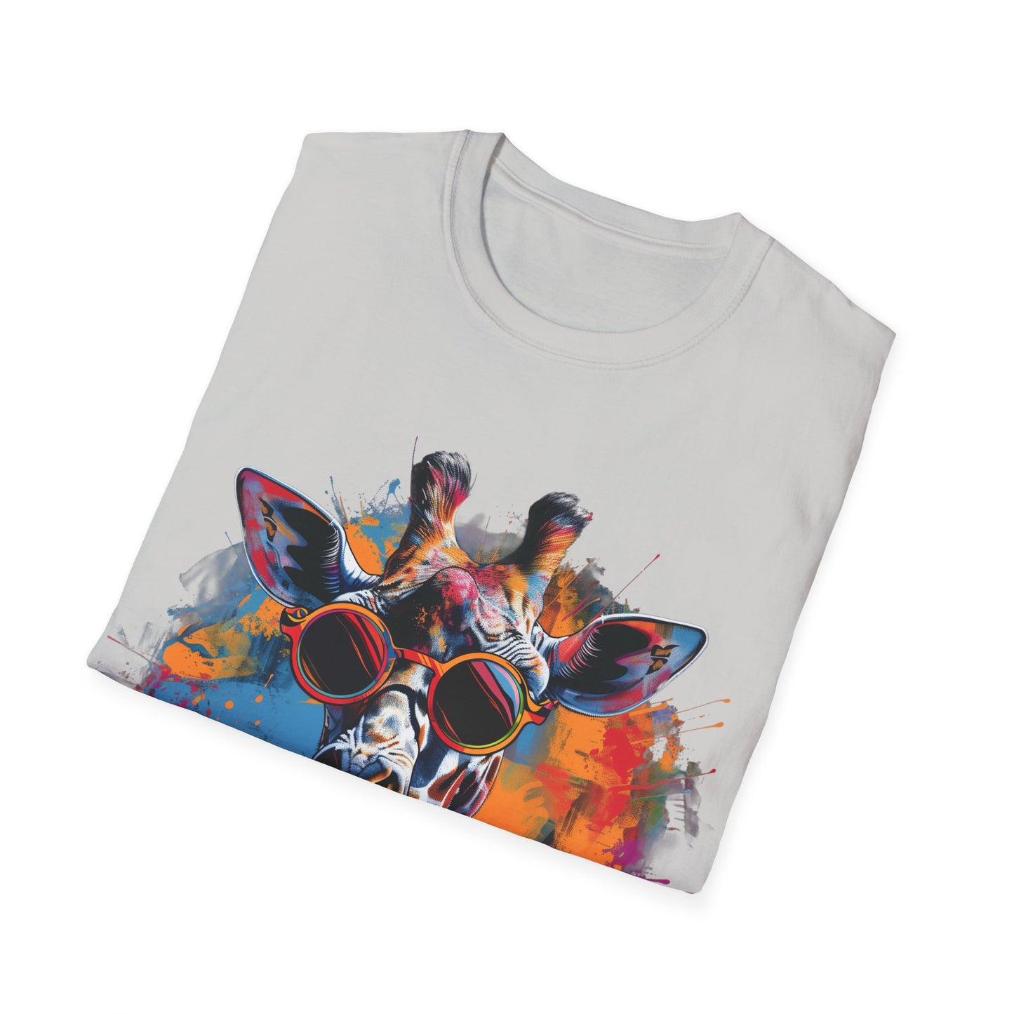 Funky Giraffe Splash - Vibrant Pop Art Giraffe T-Shirt - Unisex Softstyle T-Shirt