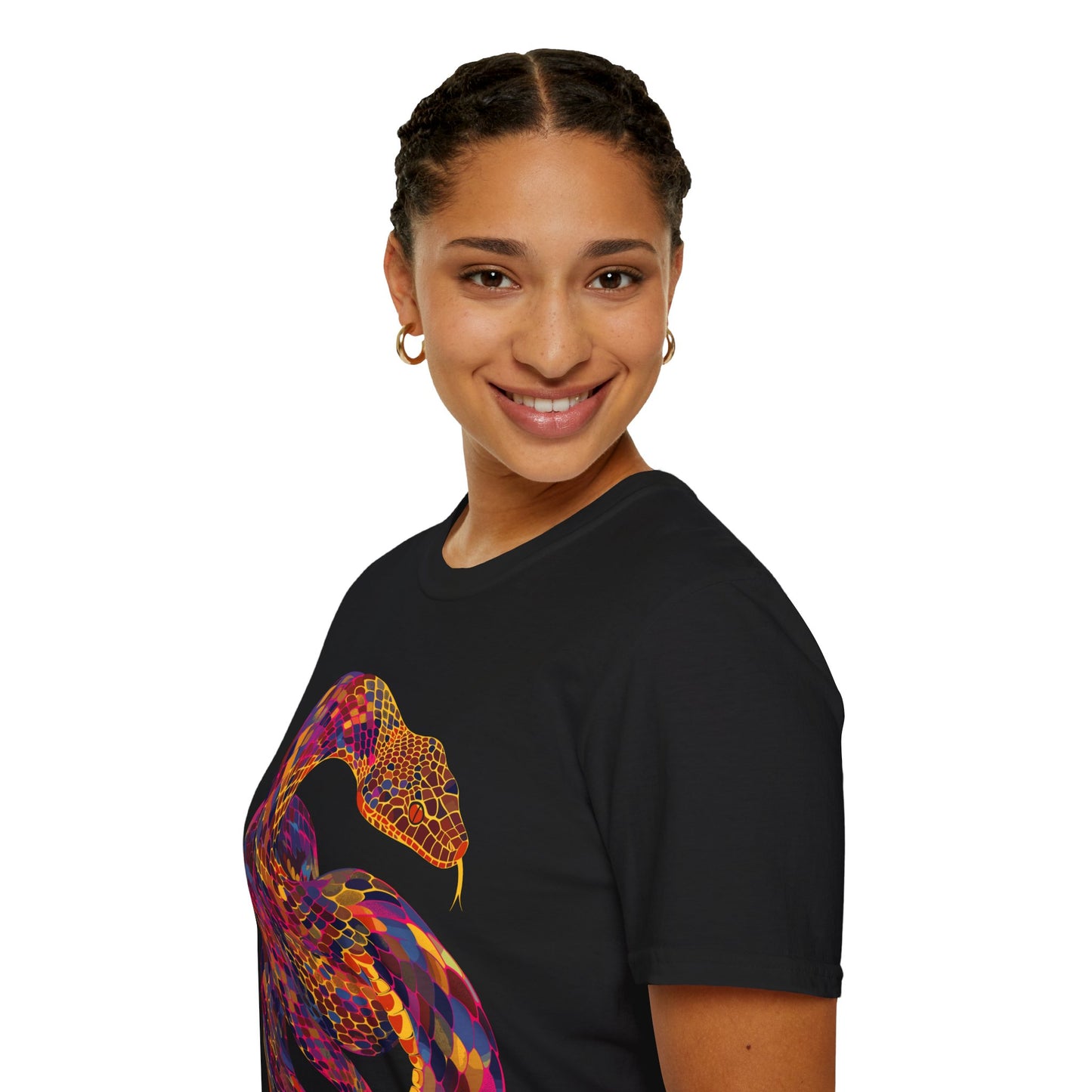 Serpentine Spectrum Tee - Vivid Rainbow Snake T-Shirt - Unisex Softstyle T-Shirt