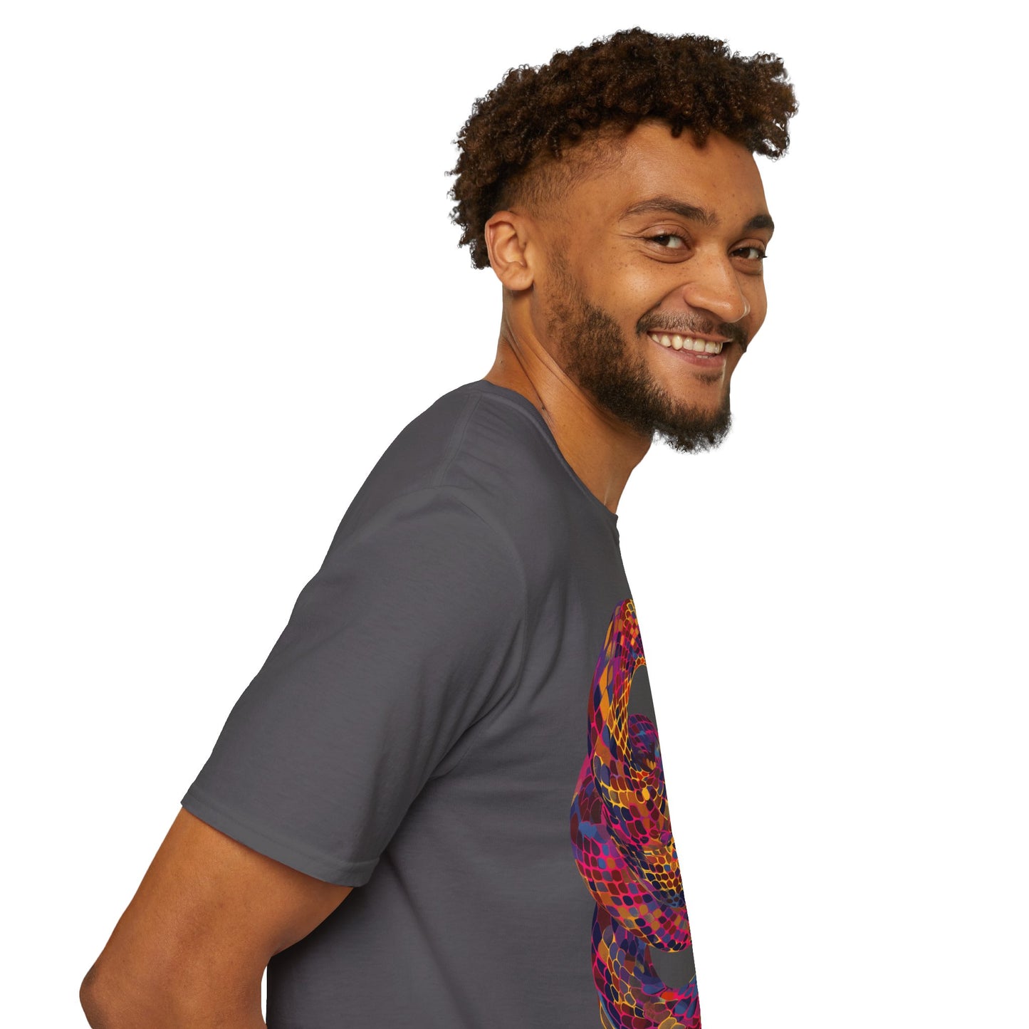 Serpentine Spectrum Tee - Vivid Rainbow Snake T-Shirt - Unisex Softstyle T-Shirt
