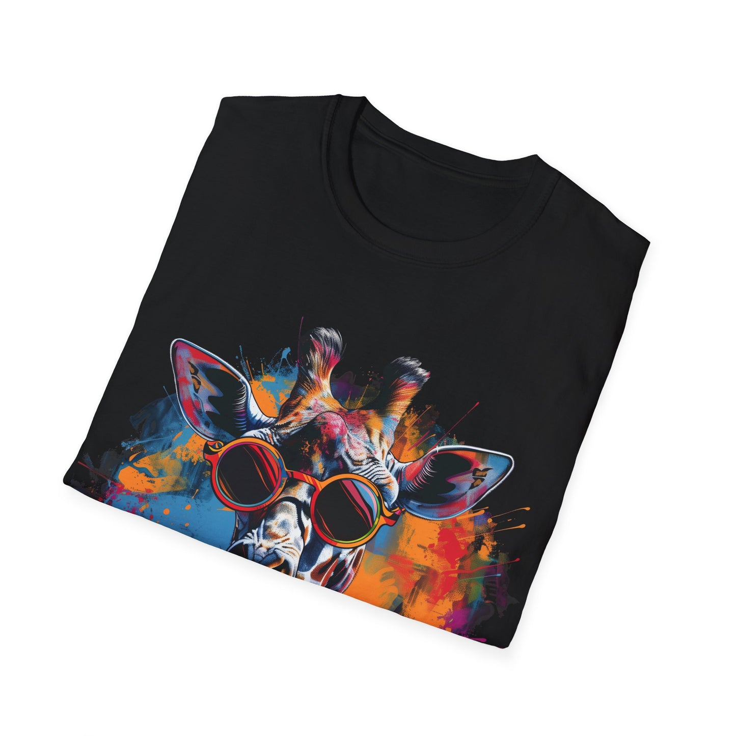 Funky Giraffe Splash - Vibrant Pop Art Giraffe T-Shirt - Unisex Softstyle T-Shirt