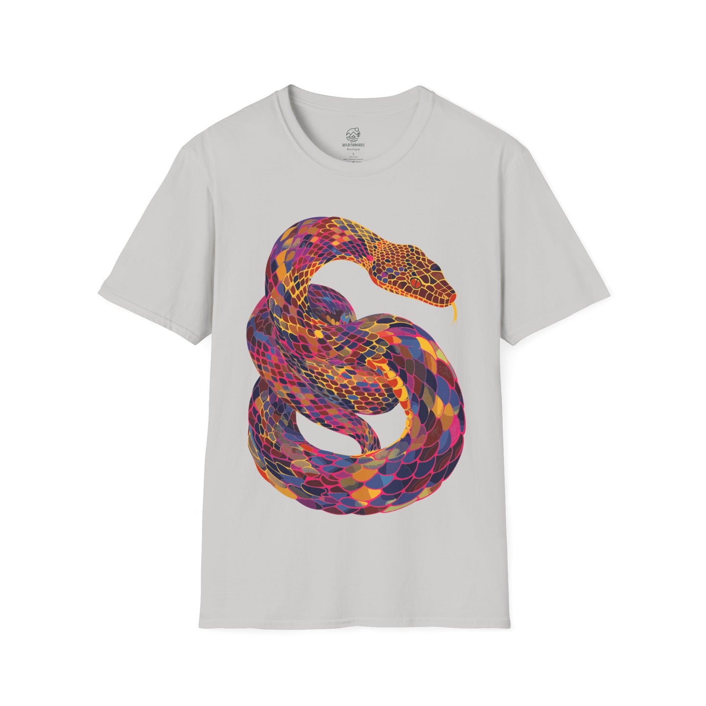 Serpentine Spectrum Tee - Vivid Rainbow Snake T-Shirt - Unisex Softstyle T-Shirt