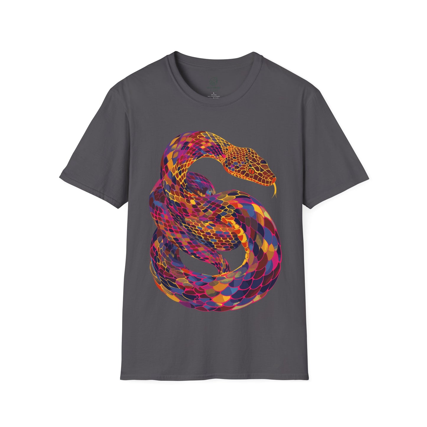 Serpentine Spectrum Tee - Vivid Rainbow Snake T-Shirt - Unisex Softstyle T-Shirt