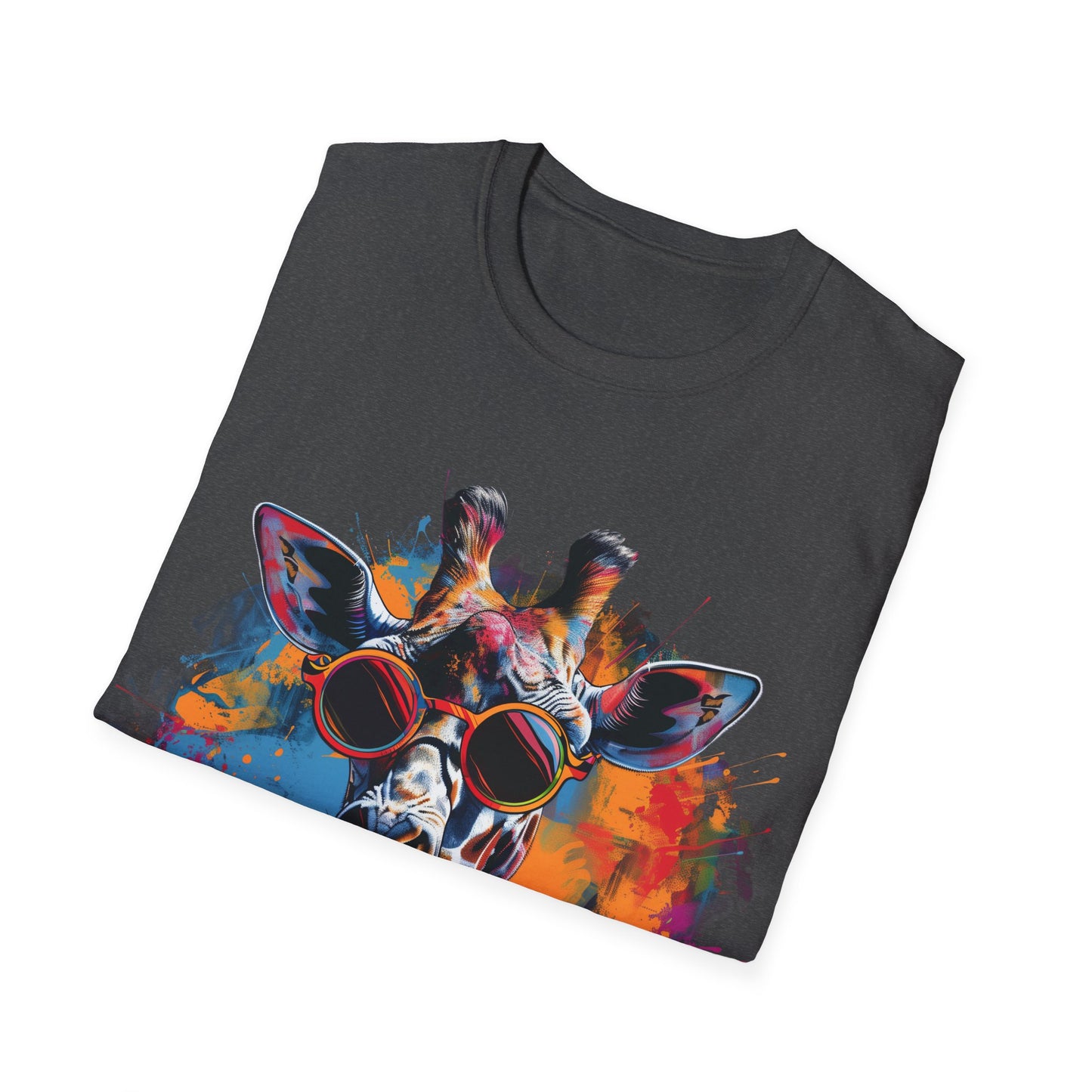 Funky Giraffe Splash - Vibrant Pop Art Giraffe T-Shirt - Unisex Softstyle T-Shirt