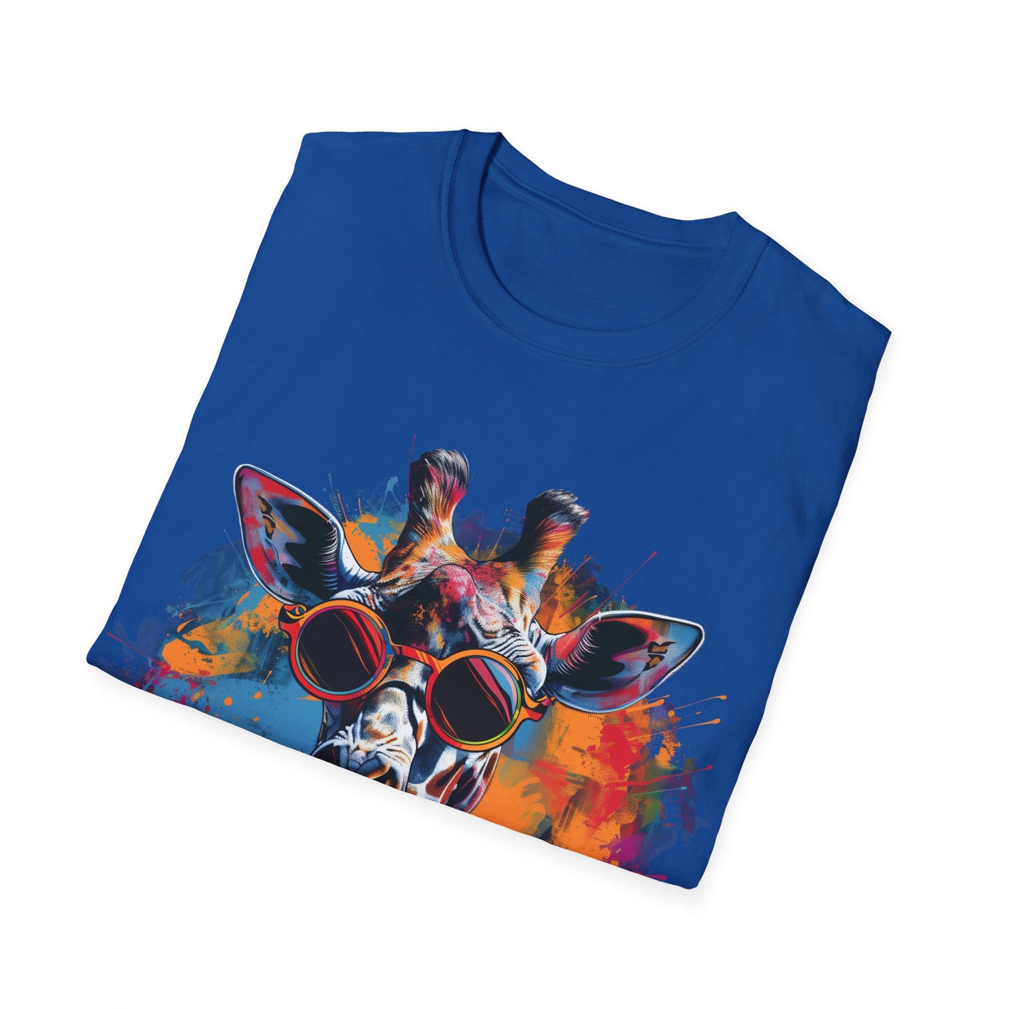 Funky Giraffe Splash - Vibrant Pop Art Giraffe T-Shirt - Unisex Softstyle T-Shirt