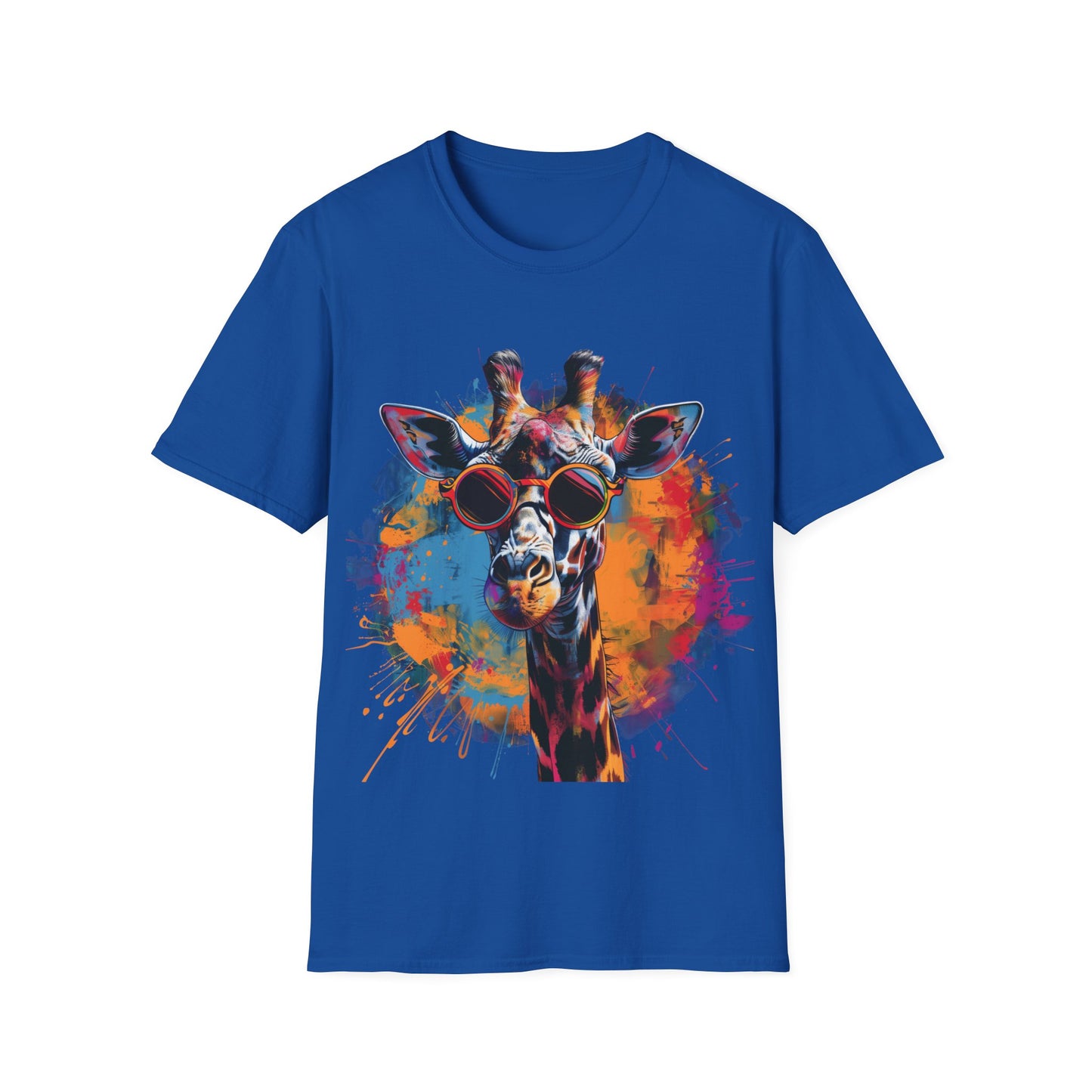 Funky Giraffe Splash - Vibrant Pop Art Giraffe T-Shirt - Unisex Softstyle T-Shirt