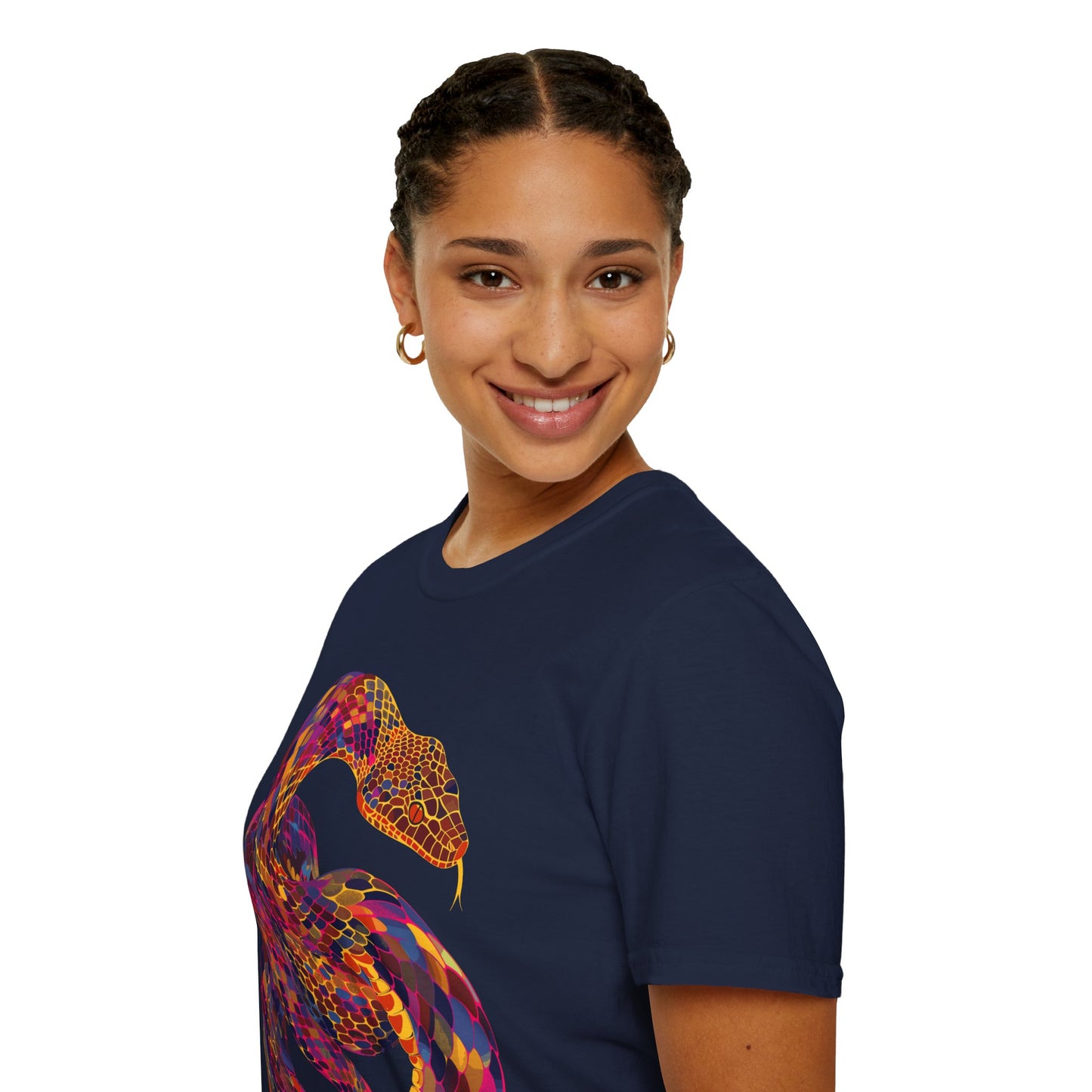 Serpentine Spectrum Tee - Vivid Rainbow Snake T-Shirt - Unisex Softstyle T-Shirt