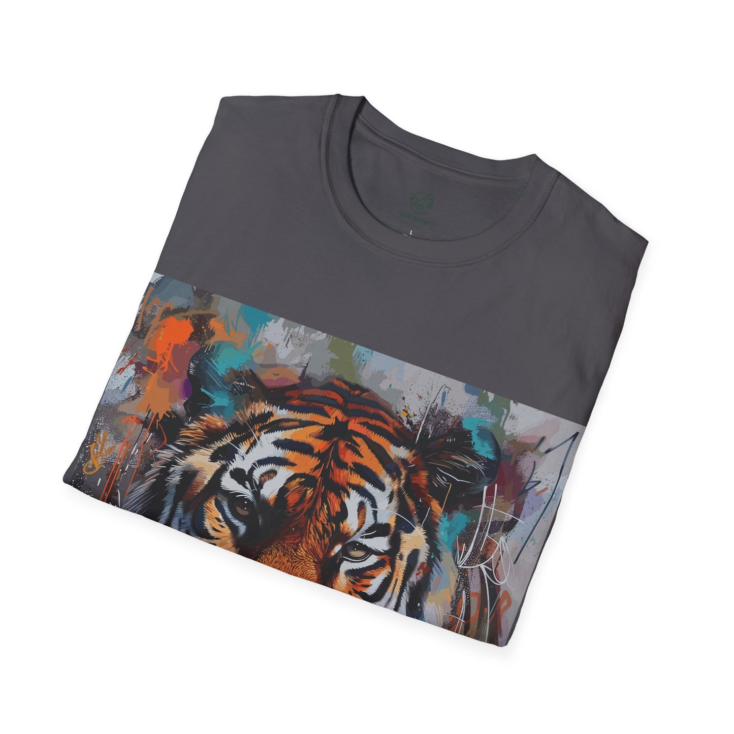 Street Art Majesty Tiger Tee - Abstract Graffiti Tiger Face T-Shirt - Unisex Softstyle T-Shirt