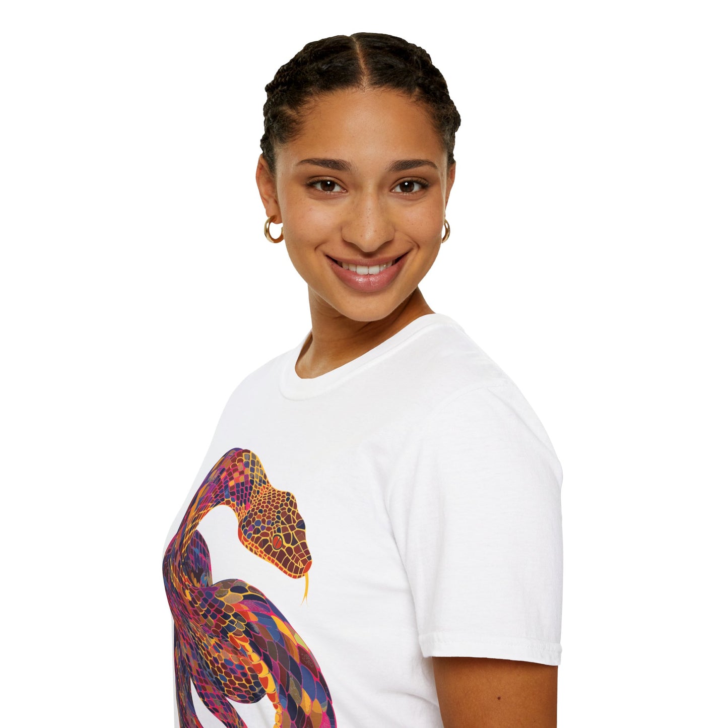 Serpentine Spectrum Tee - Vivid Rainbow Snake T-Shirt - Unisex Softstyle T-Shirt