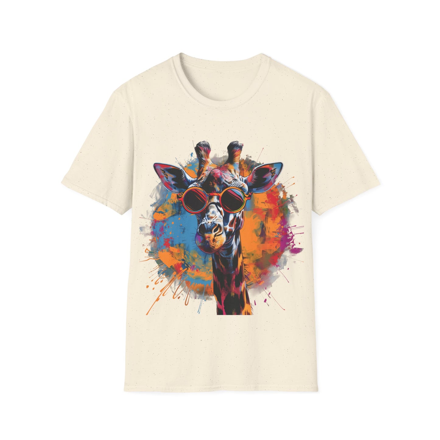 Funky Giraffe Splash - Vibrant Pop Art Giraffe T-Shirt - Unisex Softstyle T-Shirt
