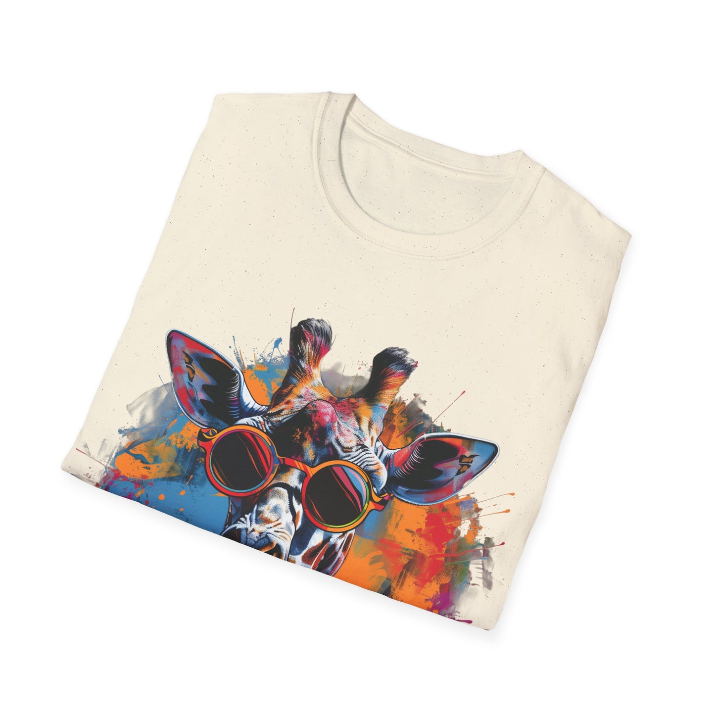 Funky Giraffe Splash - Vibrant Pop Art Giraffe T-Shirt - Unisex Softstyle T-Shirt