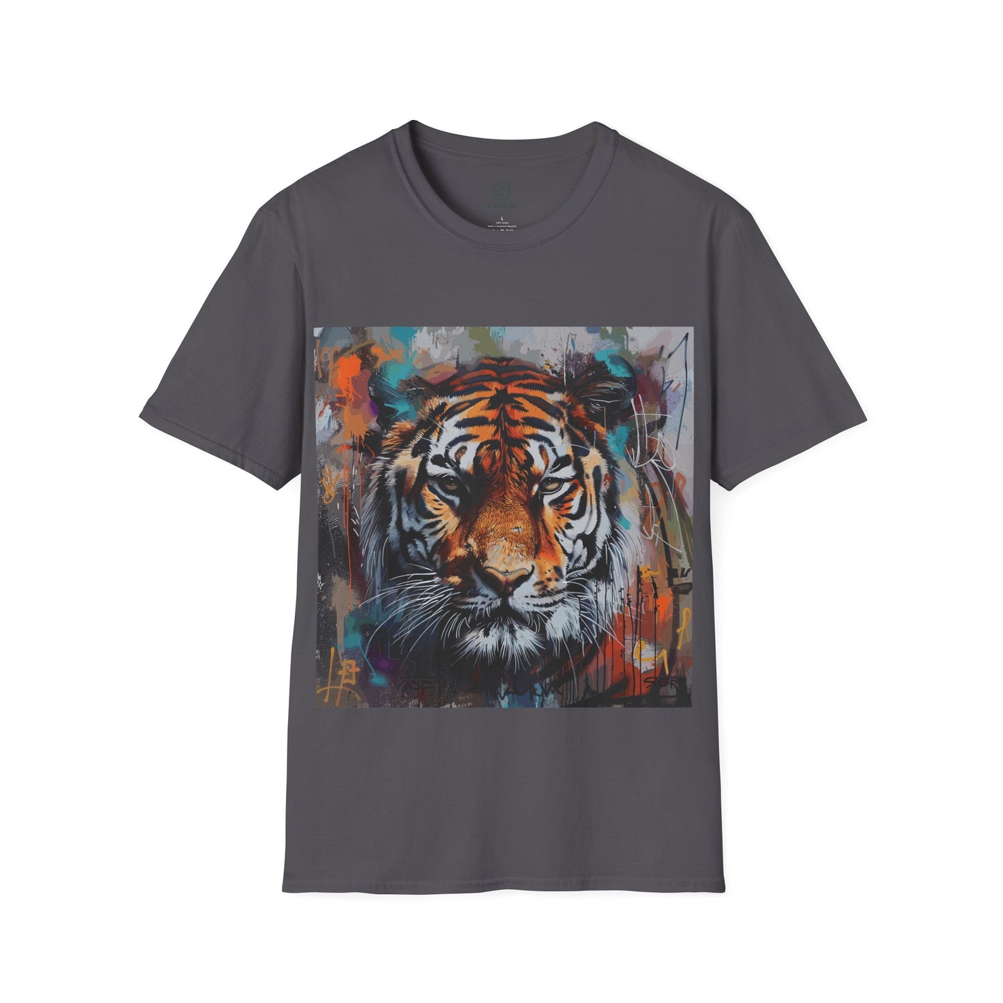 Street Art Majesty Tiger Tee - Abstract Graffiti Tiger Face T-Shirt - Unisex Softstyle T-Shirt