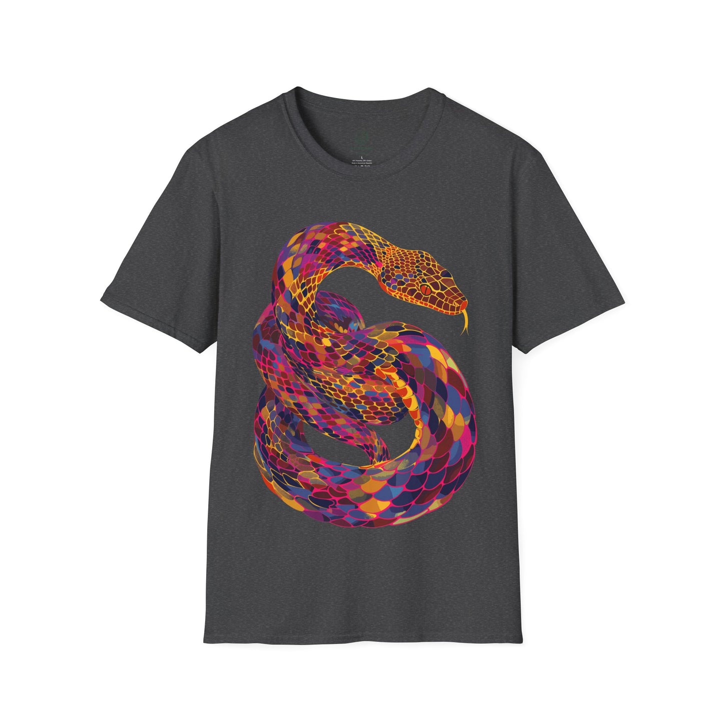 Serpentine Spectrum Tee - Vivid Rainbow Snake T-Shirt - Unisex Softstyle T-Shirt