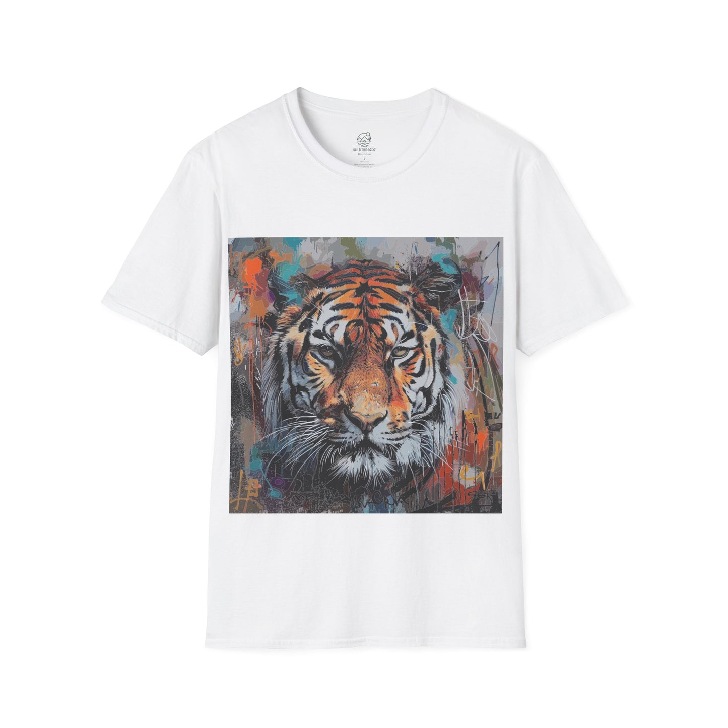 Street Art Majesty Tiger Tee - Abstract Graffiti Tiger Face T-Shirt - Unisex Softstyle T-Shirt