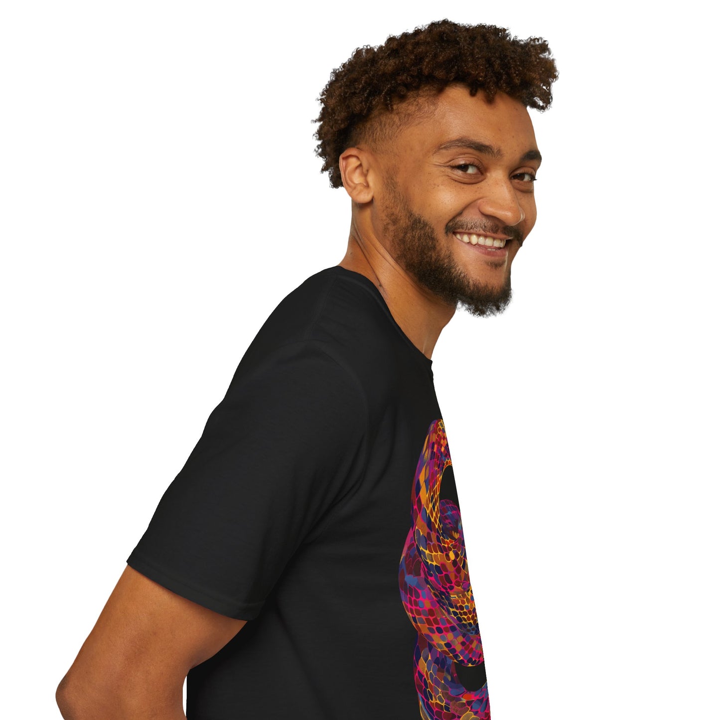 Serpentine Spectrum Tee - Vivid Rainbow Snake T-Shirt - Unisex Softstyle T-Shirt