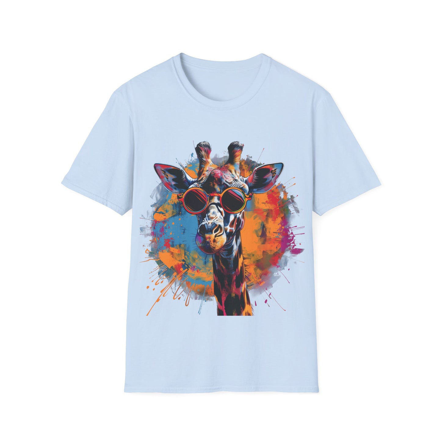 Funky Giraffe Splash - Vibrant Pop Art Giraffe T-Shirt - Unisex Softstyle T-Shirt