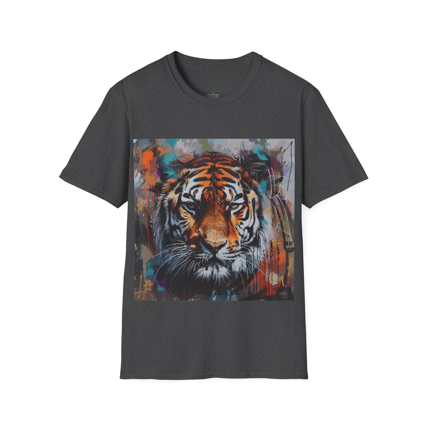 Street Art Majesty Tiger Tee - Abstract Graffiti Tiger Face T-Shirt - Unisex Softstyle T-Shirt