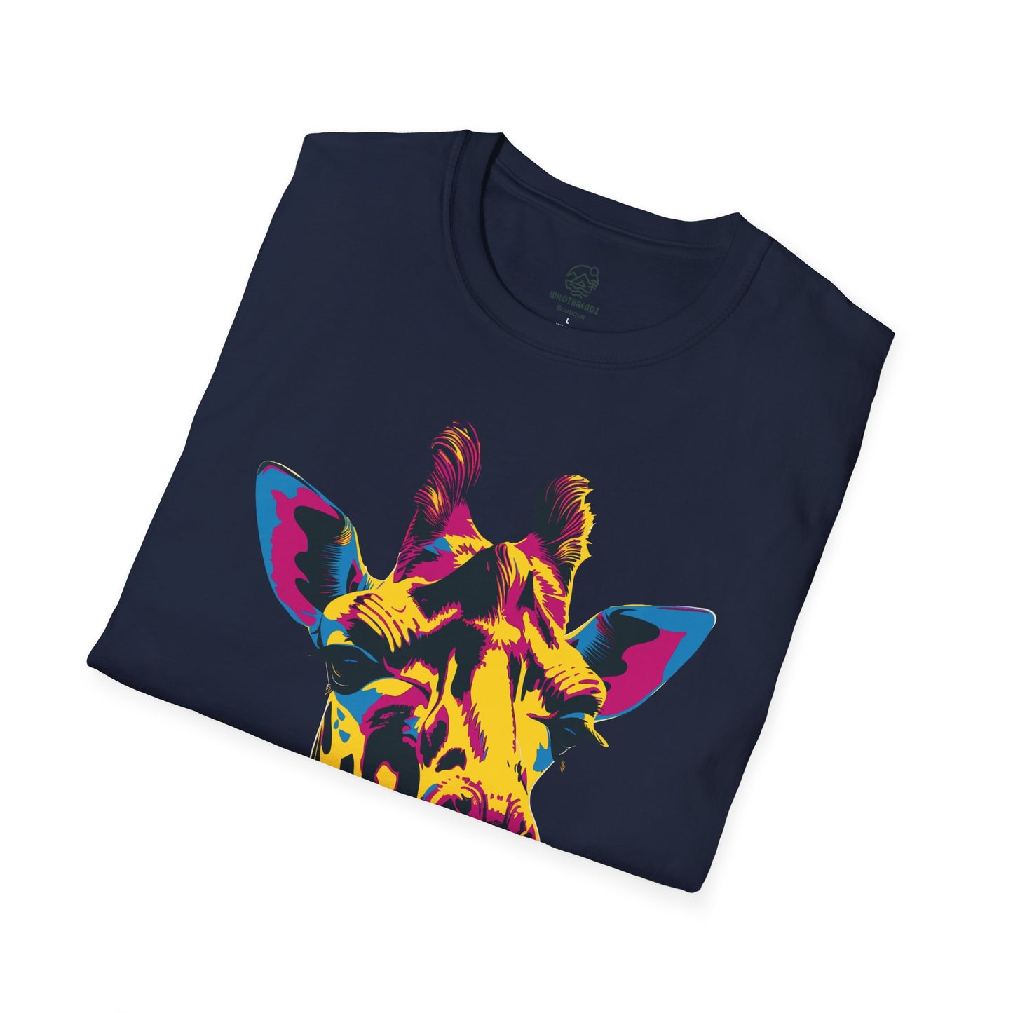 Psychedelic Safari Giraffe Tee - Neon Wilderness Giraffe - Unisex Softstyle T-Shirt