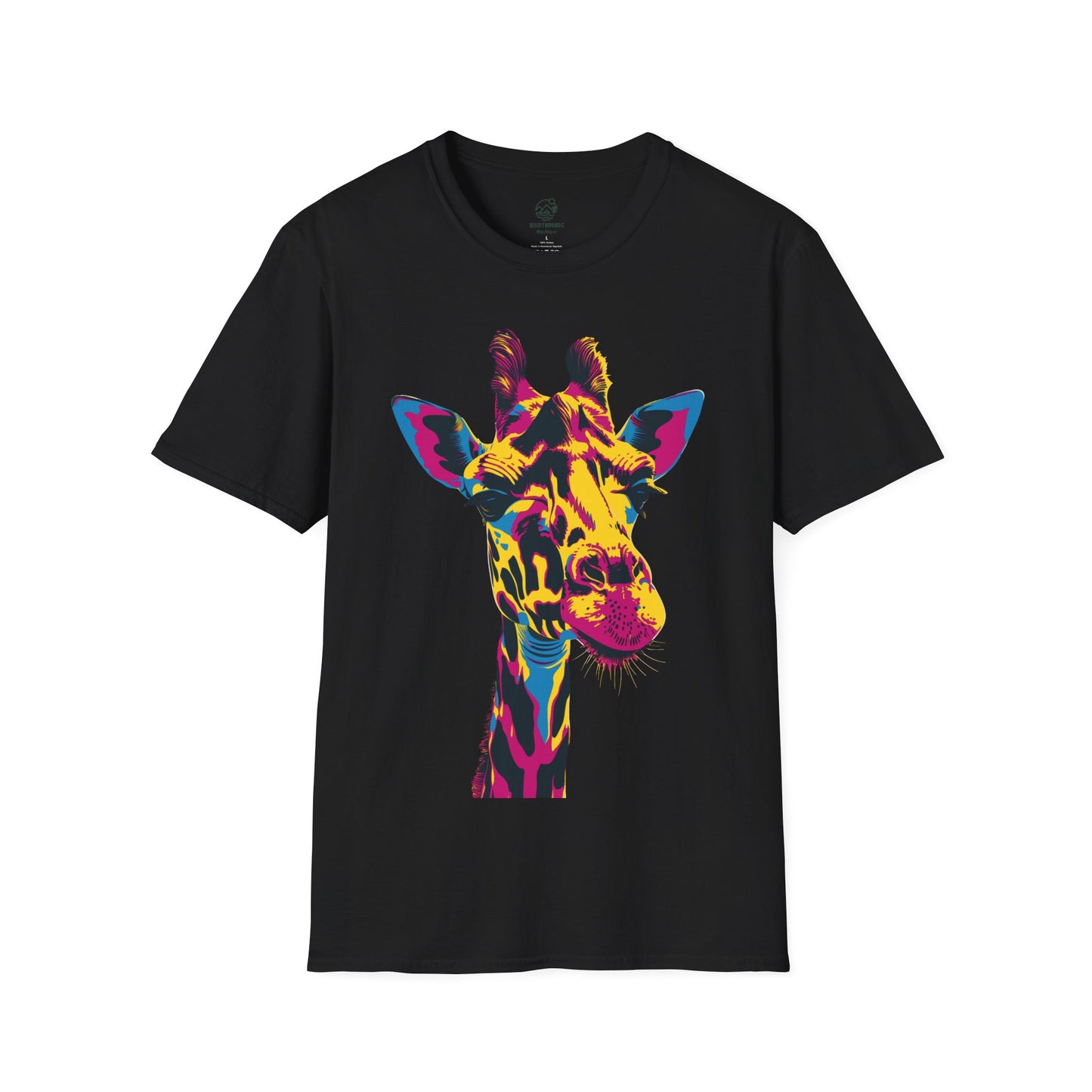 Psychedelic Safari Giraffe Tee - Neon Wilderness Giraffe - Unisex Softstyle T-Shirt