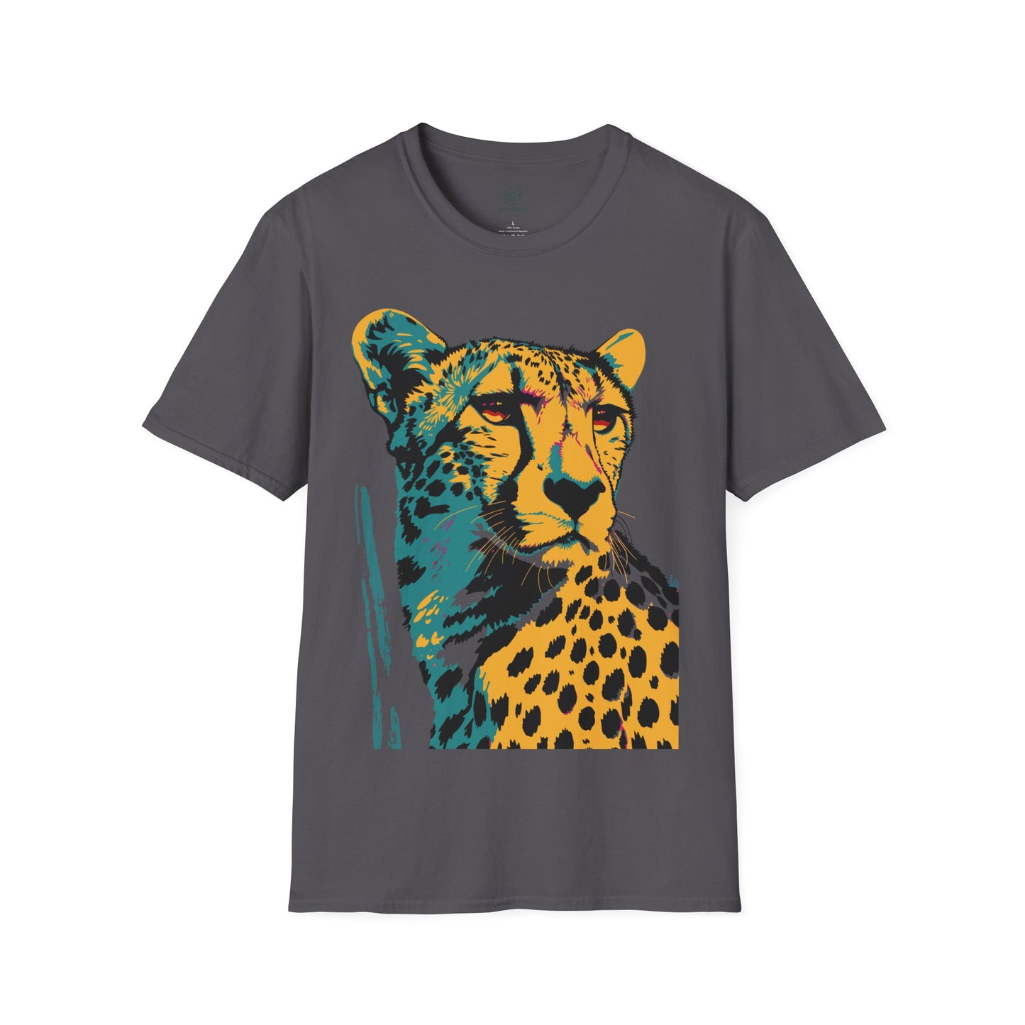 Vivid Cheetah Contemplation Tee - Bold Pop Art Predator T-Shirt - Unisex Softstyle T-Shirt