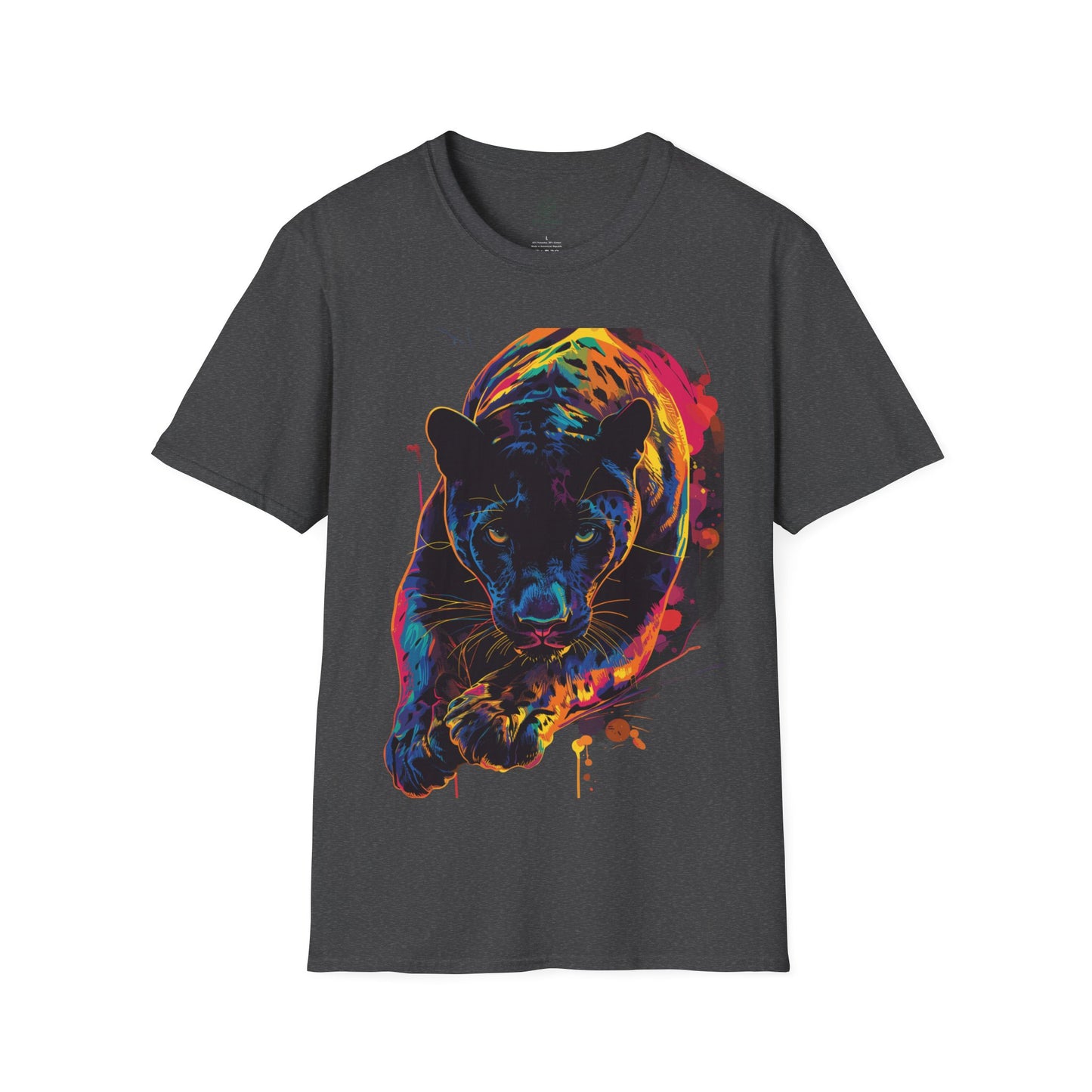 Neon Prowl Panther Tee - Luminous Jungle Predator T-Shirt - Unisex Softstyle T-Shirt