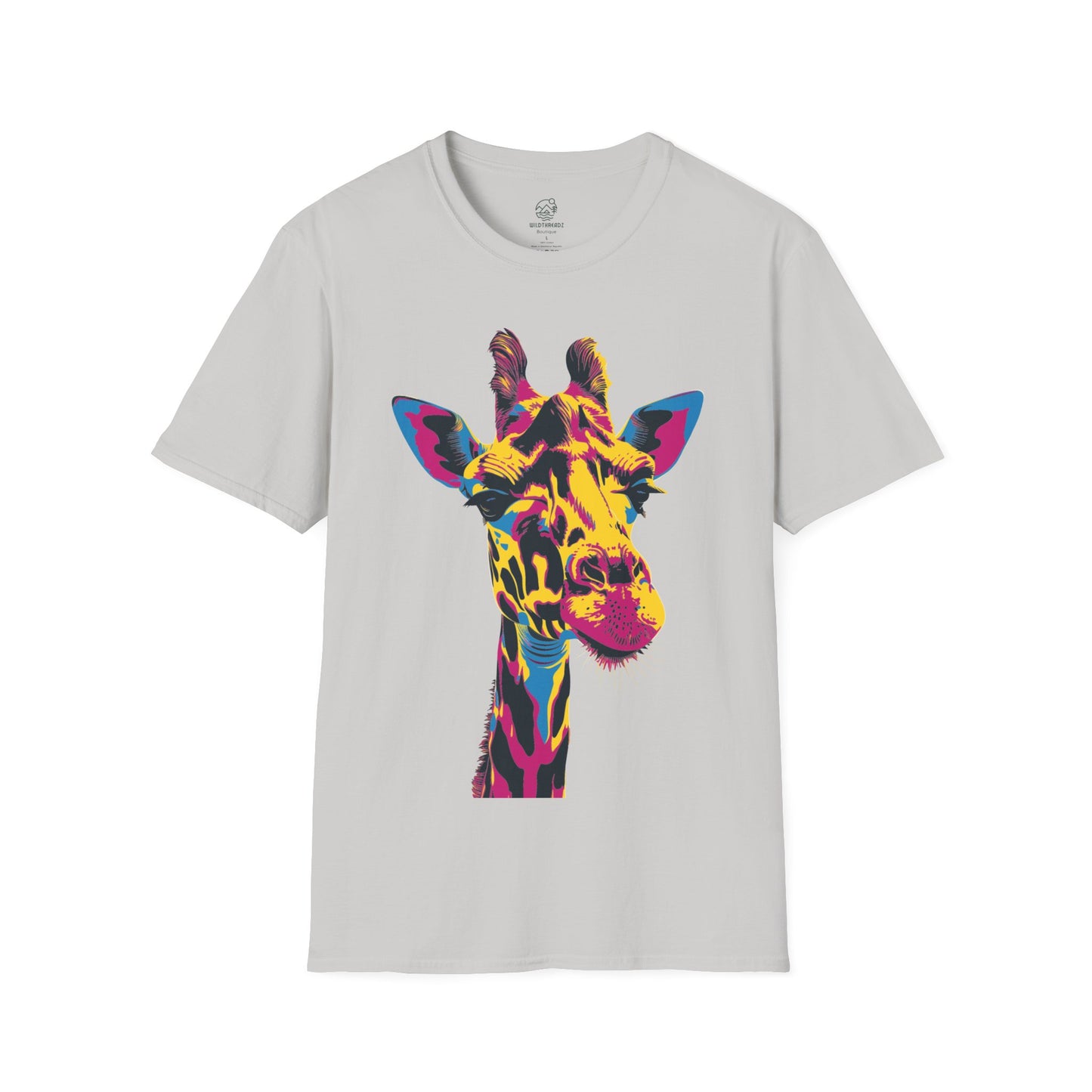 Psychedelic Safari Giraffe Tee - Neon Wilderness Giraffe - Unisex Softstyle T-Shirt