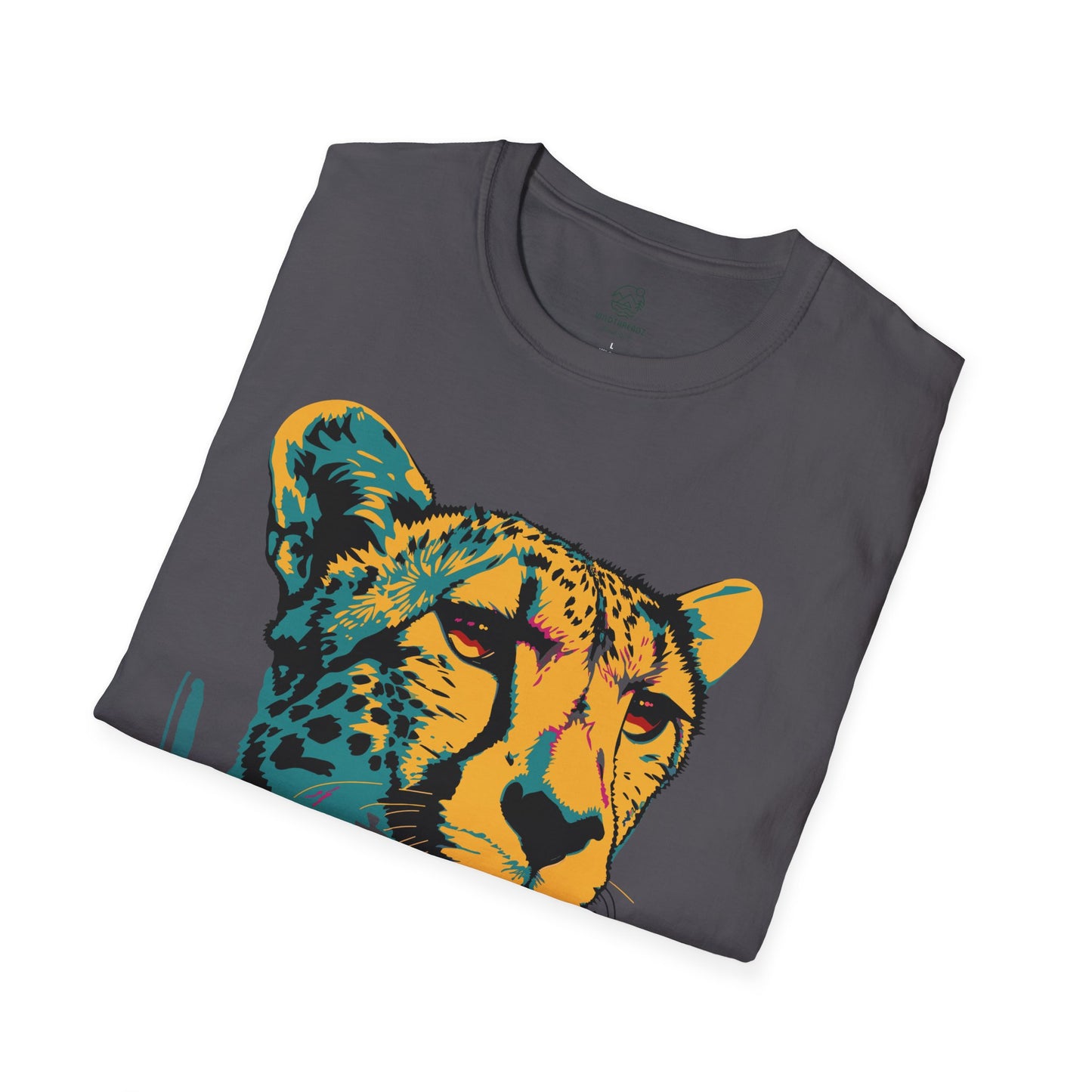 Vivid Cheetah Contemplation Tee - Bold Pop Art Predator T-Shirt - Unisex Softstyle T-Shirt