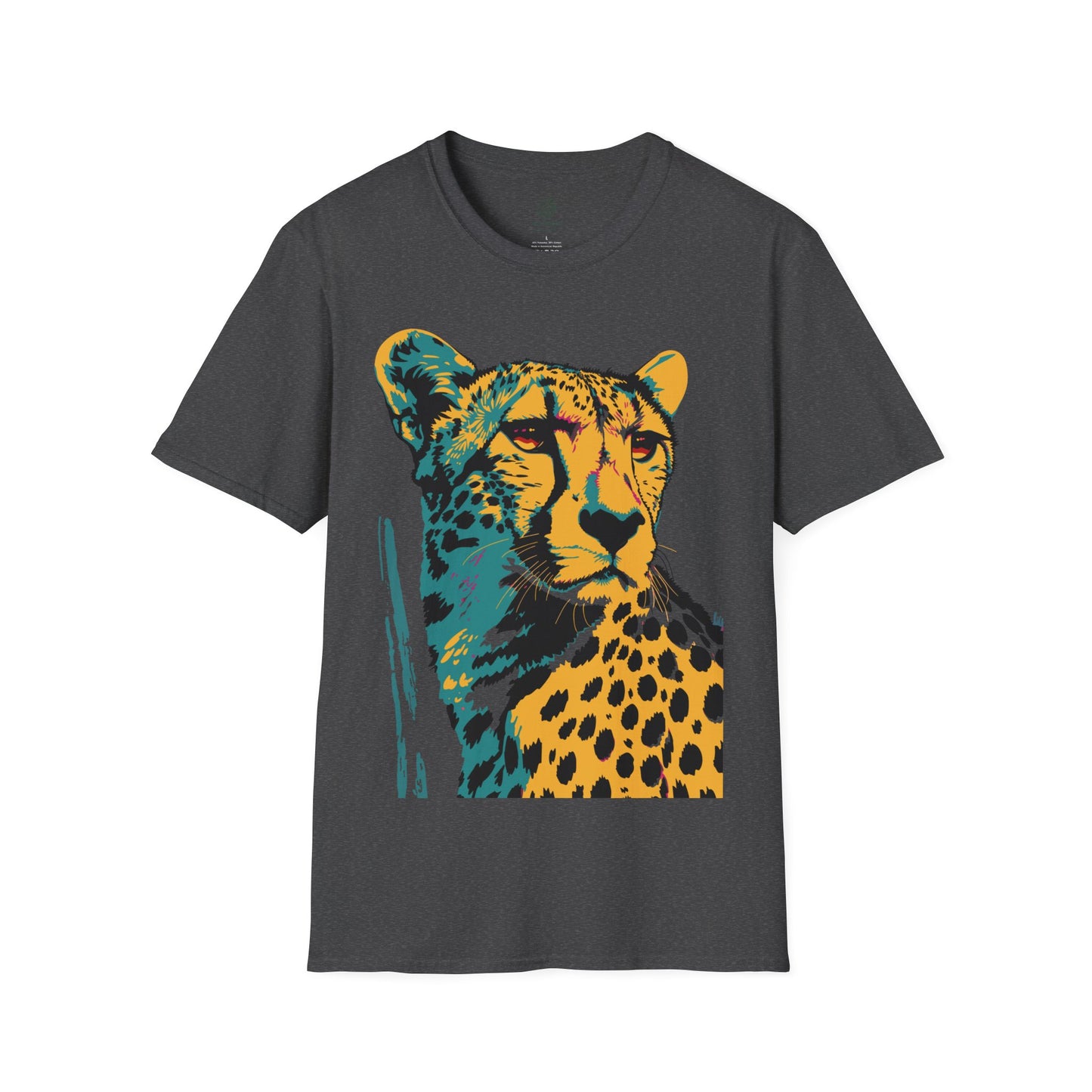 Vivid Cheetah Contemplation Tee - Bold Pop Art Predator T-Shirt - Unisex Softstyle T-Shirt