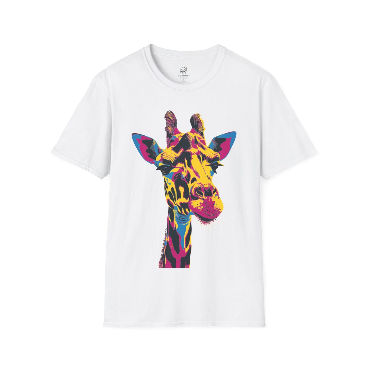 Psychedelic Safari Giraffe Tee - Neon Wilderness Giraffe - Unisex Softstyle T-Shirt