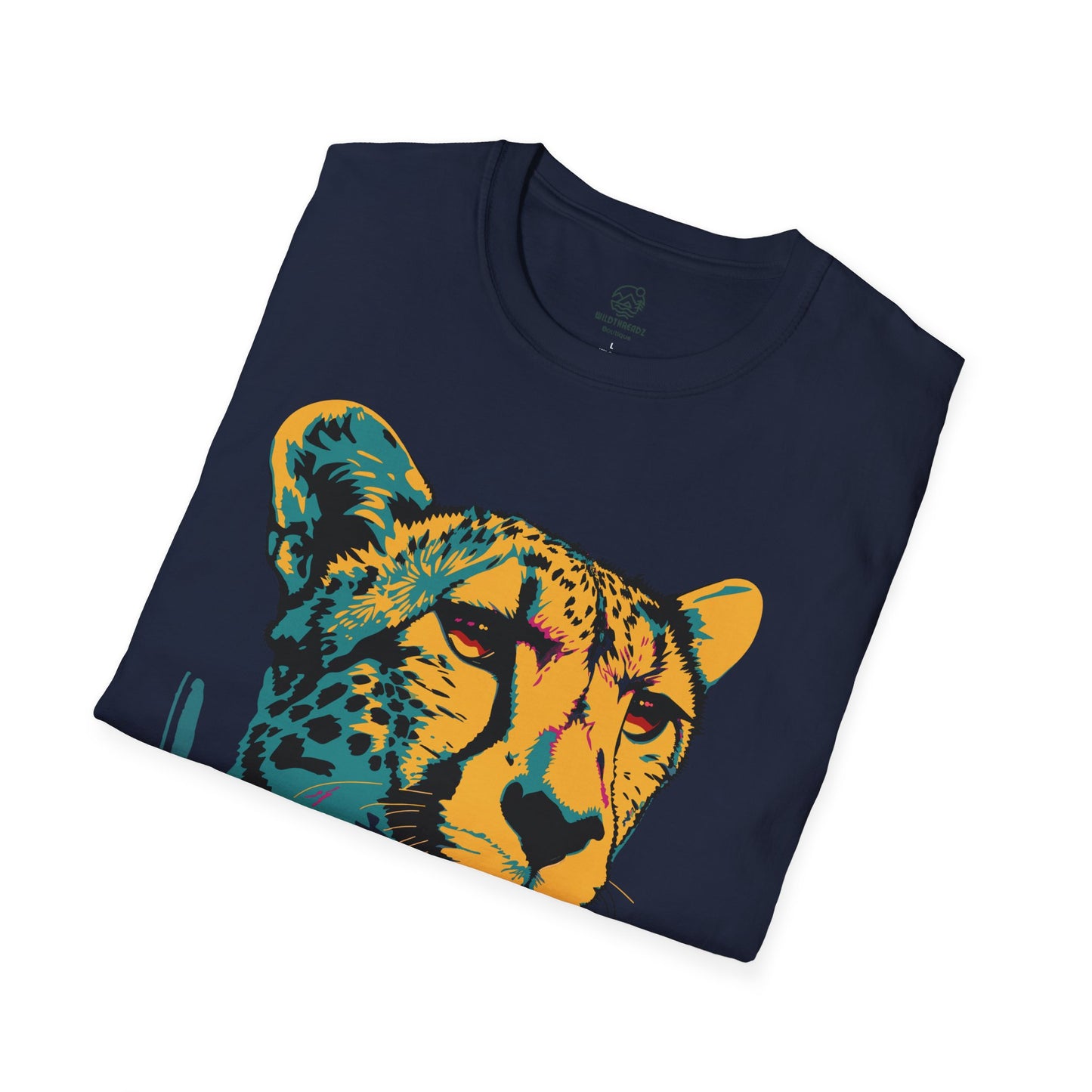 Vivid Cheetah Contemplation Tee - Bold Pop Art Predator T-Shirt - Unisex Softstyle T-Shirt