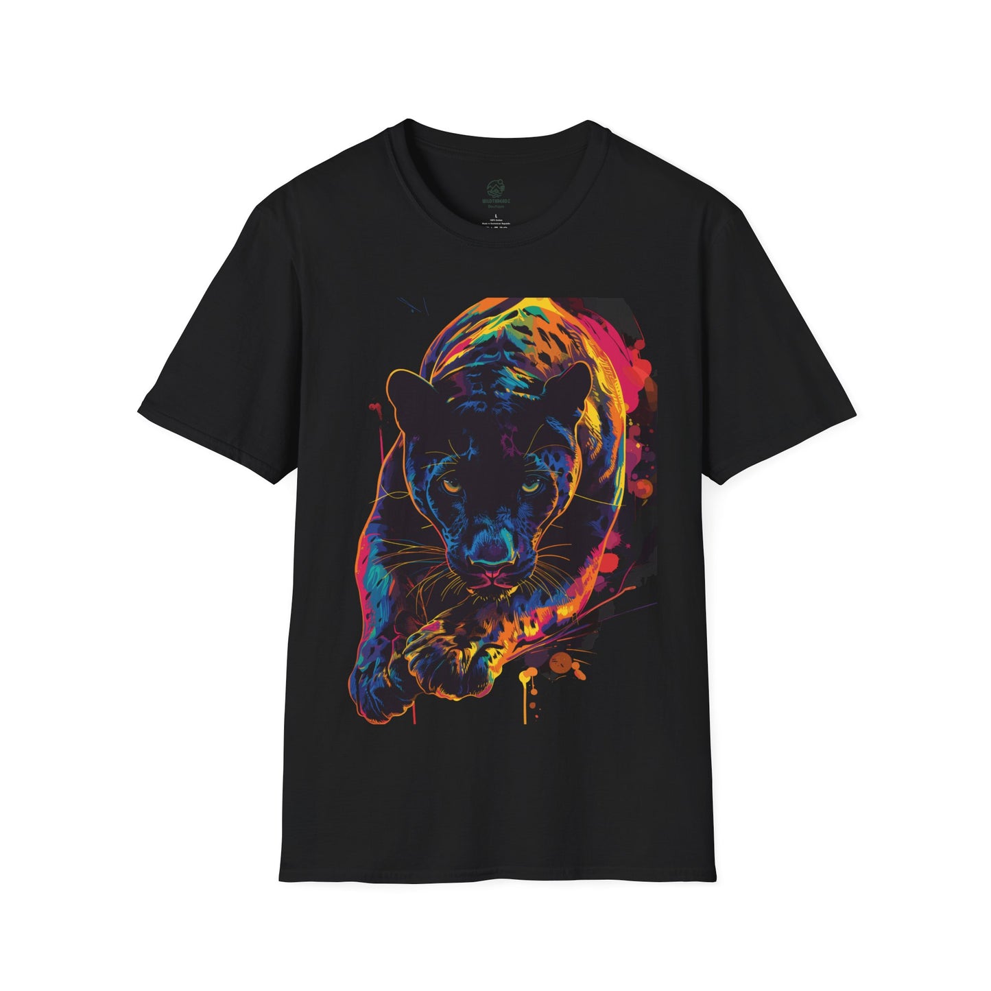 Neon Prowl Panther Tee - Luminous Jungle Predator T-Shirt - Unisex Softstyle T-Shirt