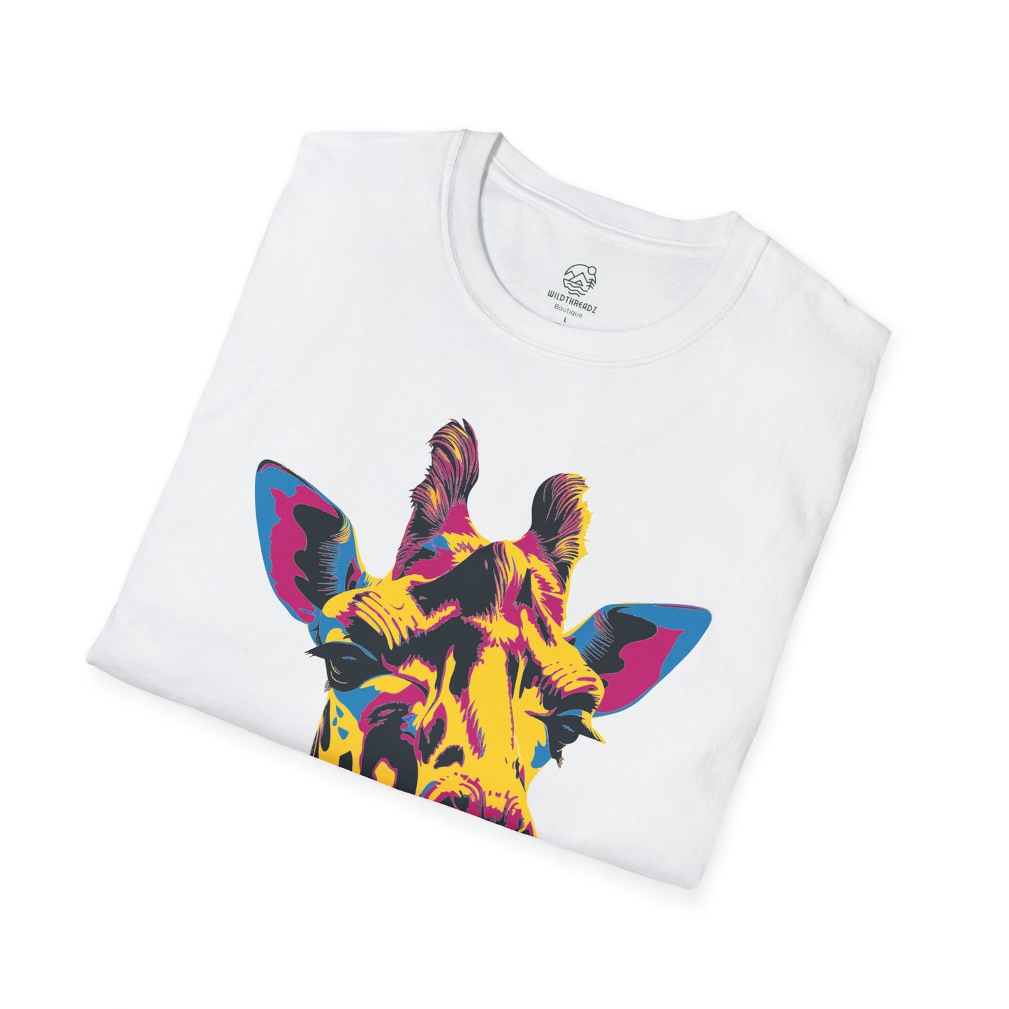 Psychedelic Safari Giraffe Tee - Neon Wilderness Giraffe - Unisex Softstyle T-Shirt